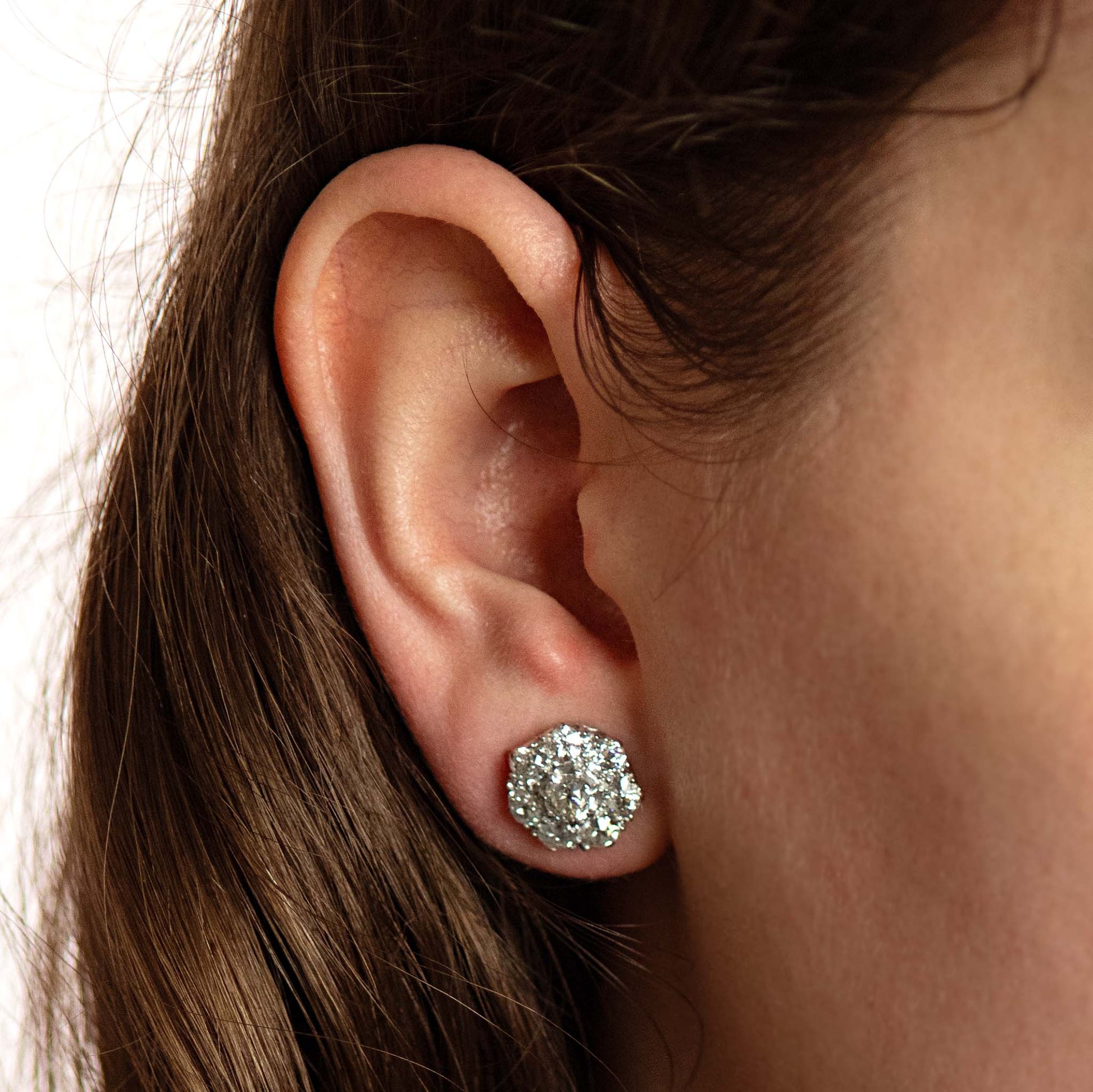 Art Deco Platinum 3.6 carat Diamond Cluster Earrings - Friar House