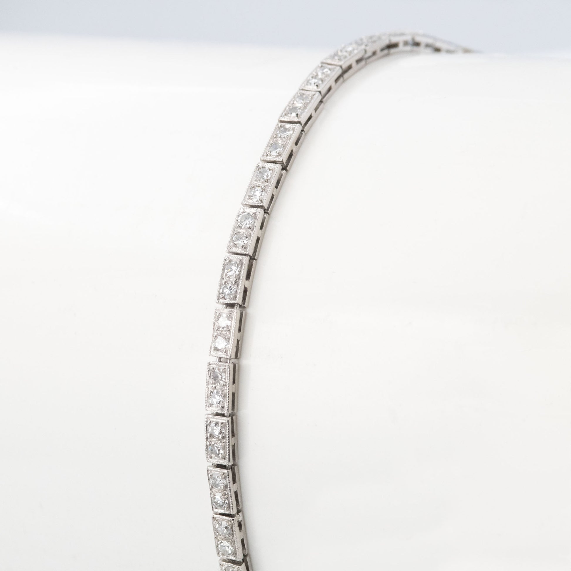 Art Deco Platinum 3 Carat Diamond Line Bracelet - Friar House