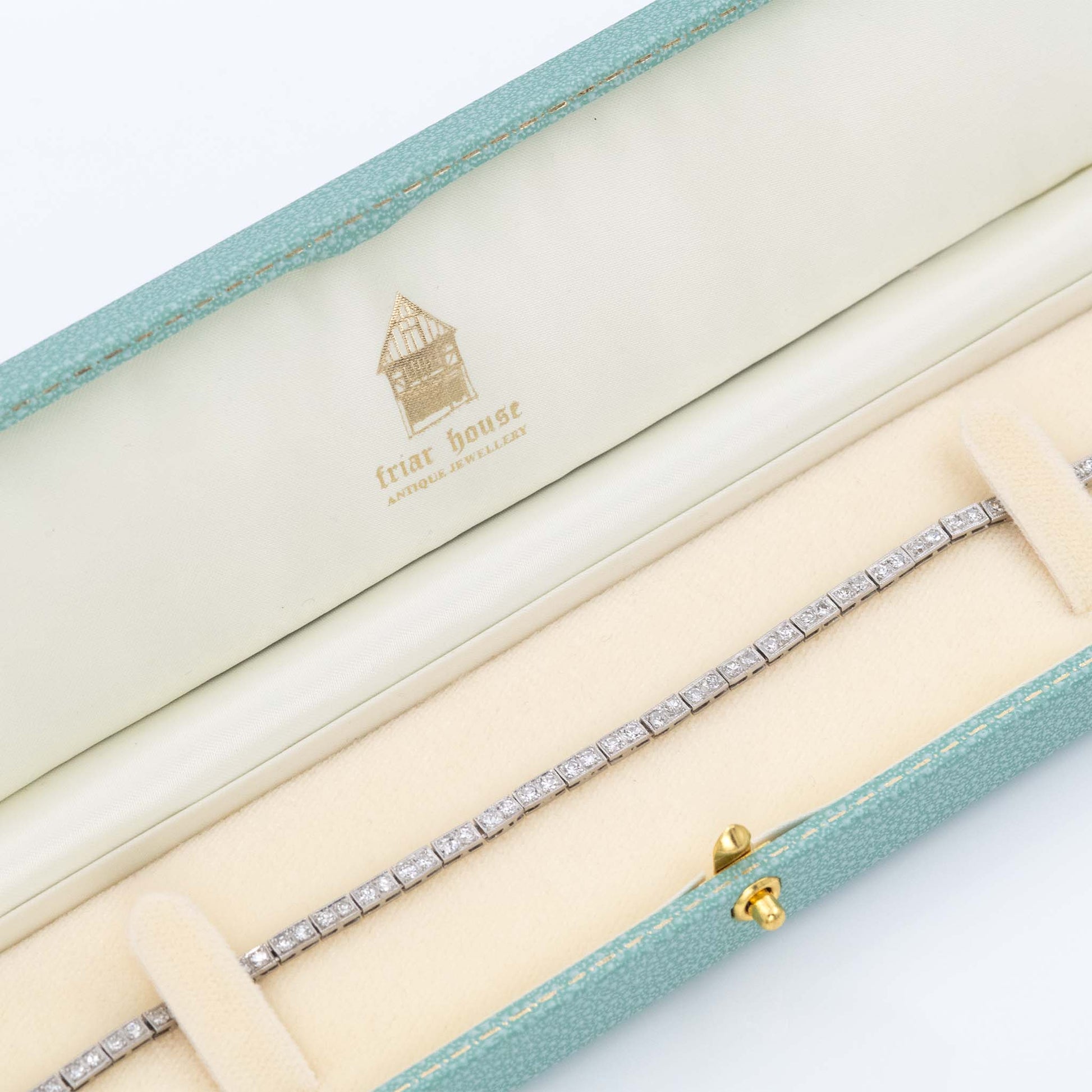 Art Deco Platinum 3 Carat Diamond Line Bracelet - Friar House