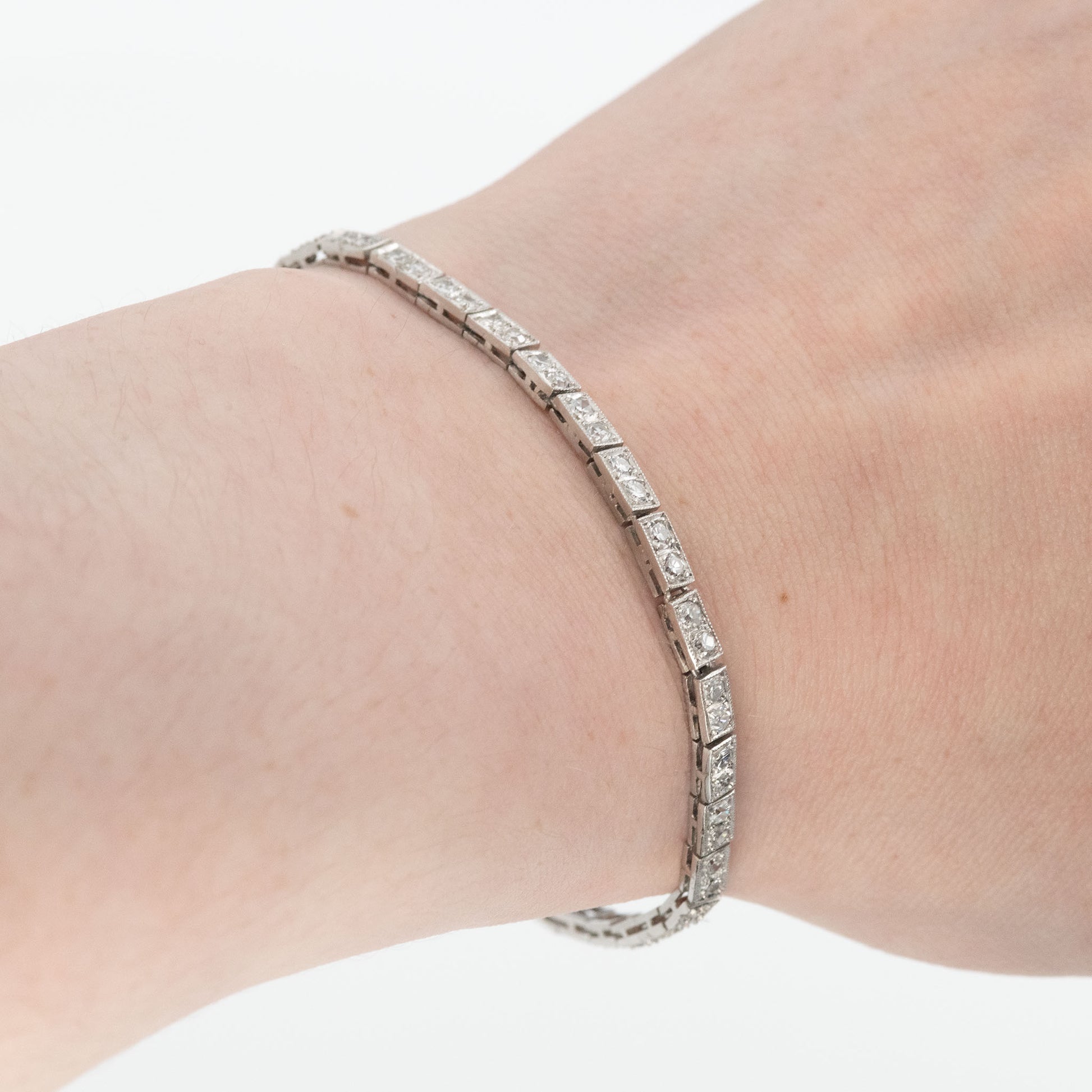 Art Deco Platinum 3 Carat Diamond Line Bracelet - Friar House
