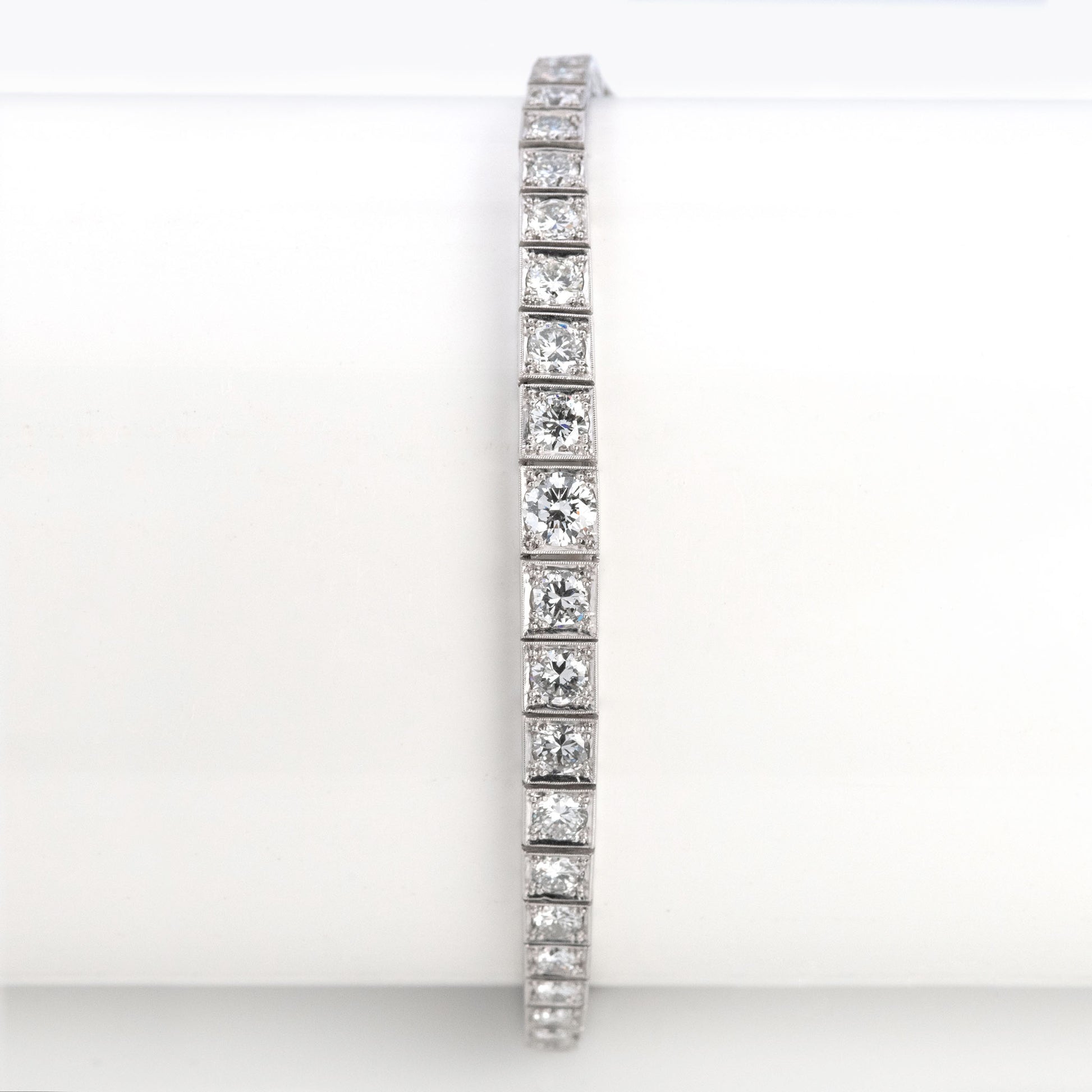 Art Deco Platinum 6.50 Carat Diamond Graduated Line Bracelet - Friar House