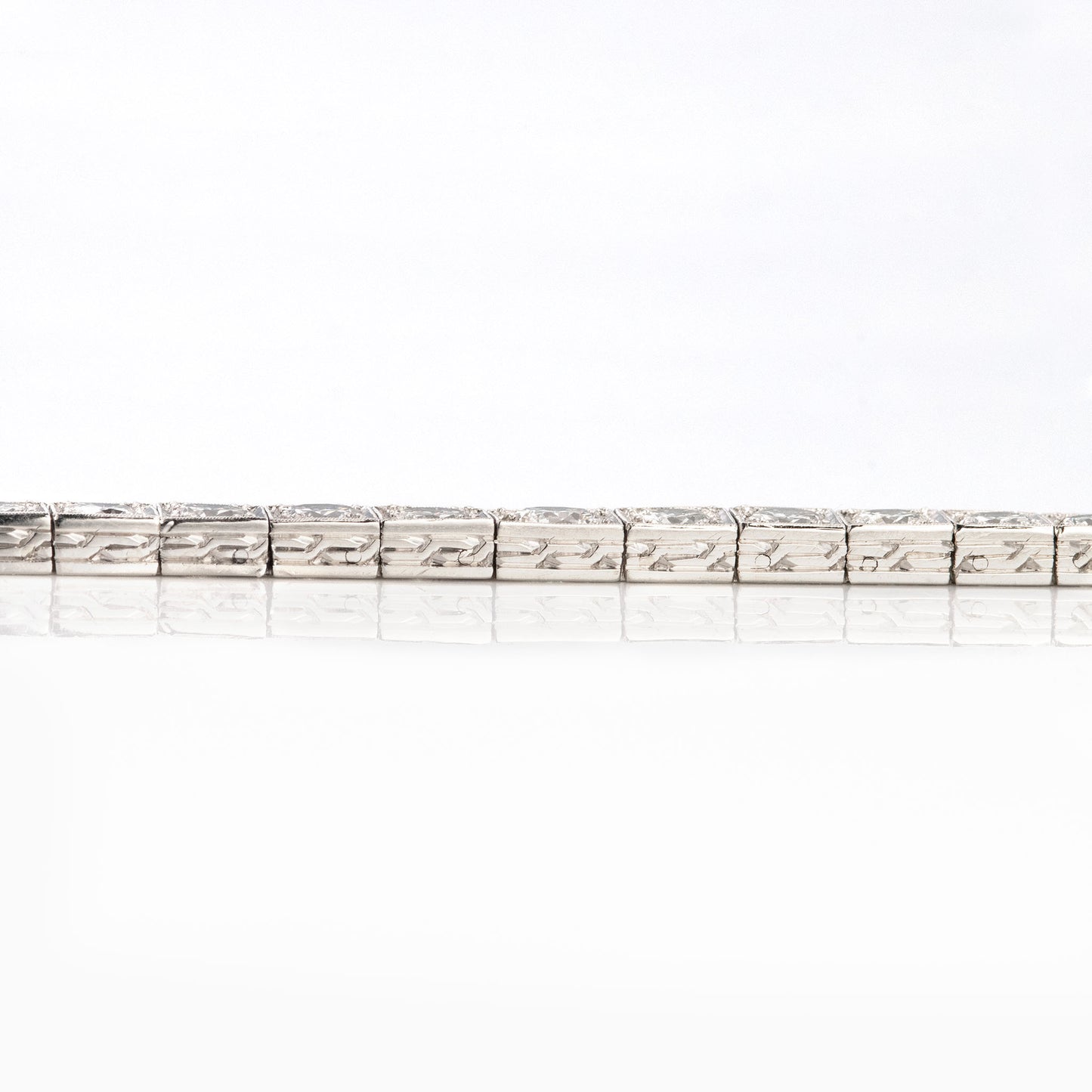 Art Deco Platinum 6.50 Carat Diamond Graduated Line Bracelet - Friar House