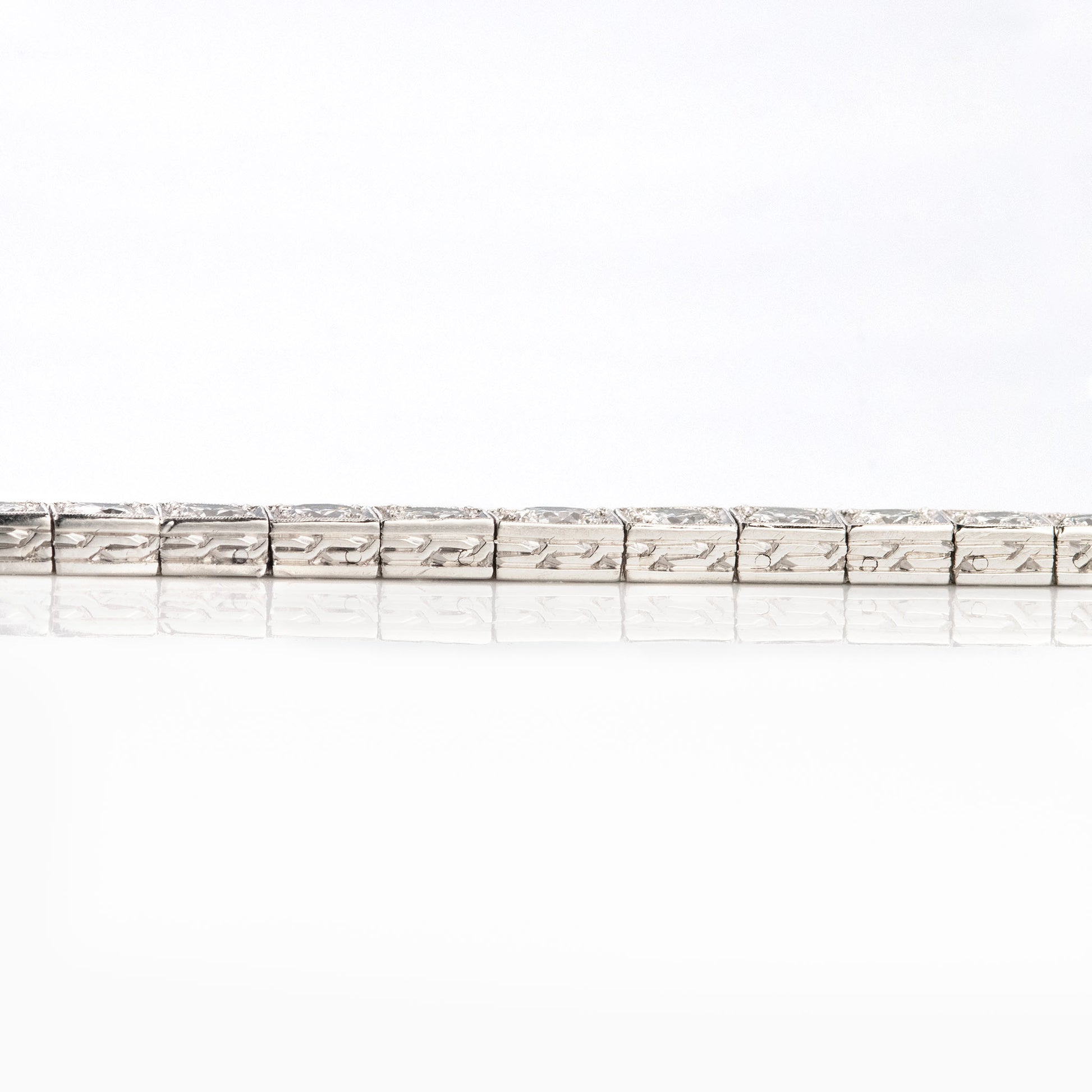Art Deco Platinum 6.50 Carat Diamond Graduated Line Bracelet - Friar House