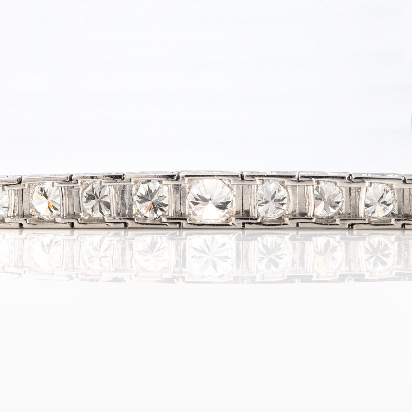 Art Deco Platinum 6.50 Carat Diamond Graduated Line Bracelet - Friar House