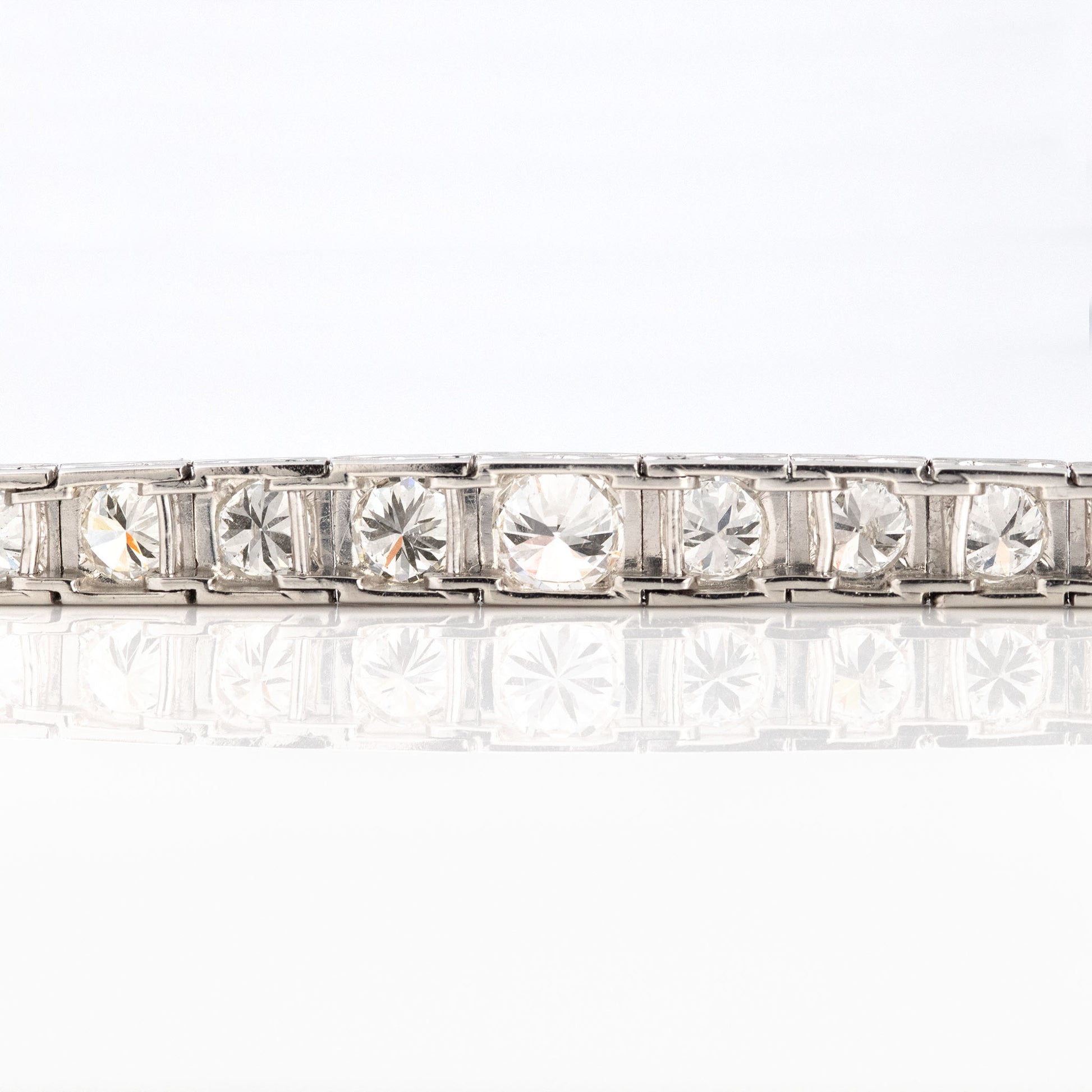Art Deco Platinum 6.50 Carat Diamond Graduated Line Bracelet - Friar House