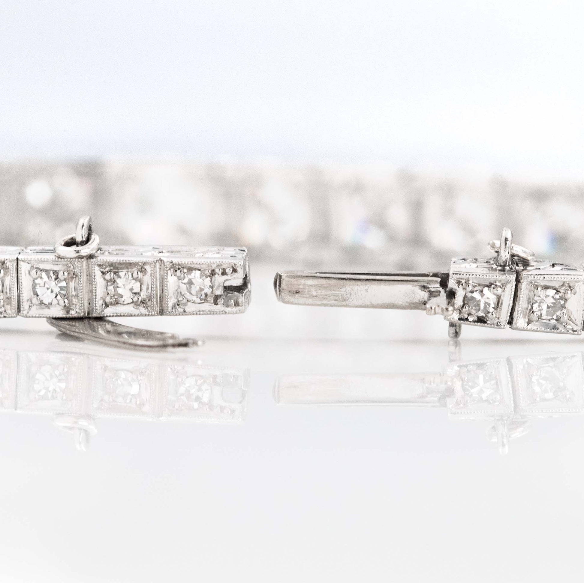 Art Deco Platinum 6.50 Carat Diamond Graduated Line Bracelet - Friar House