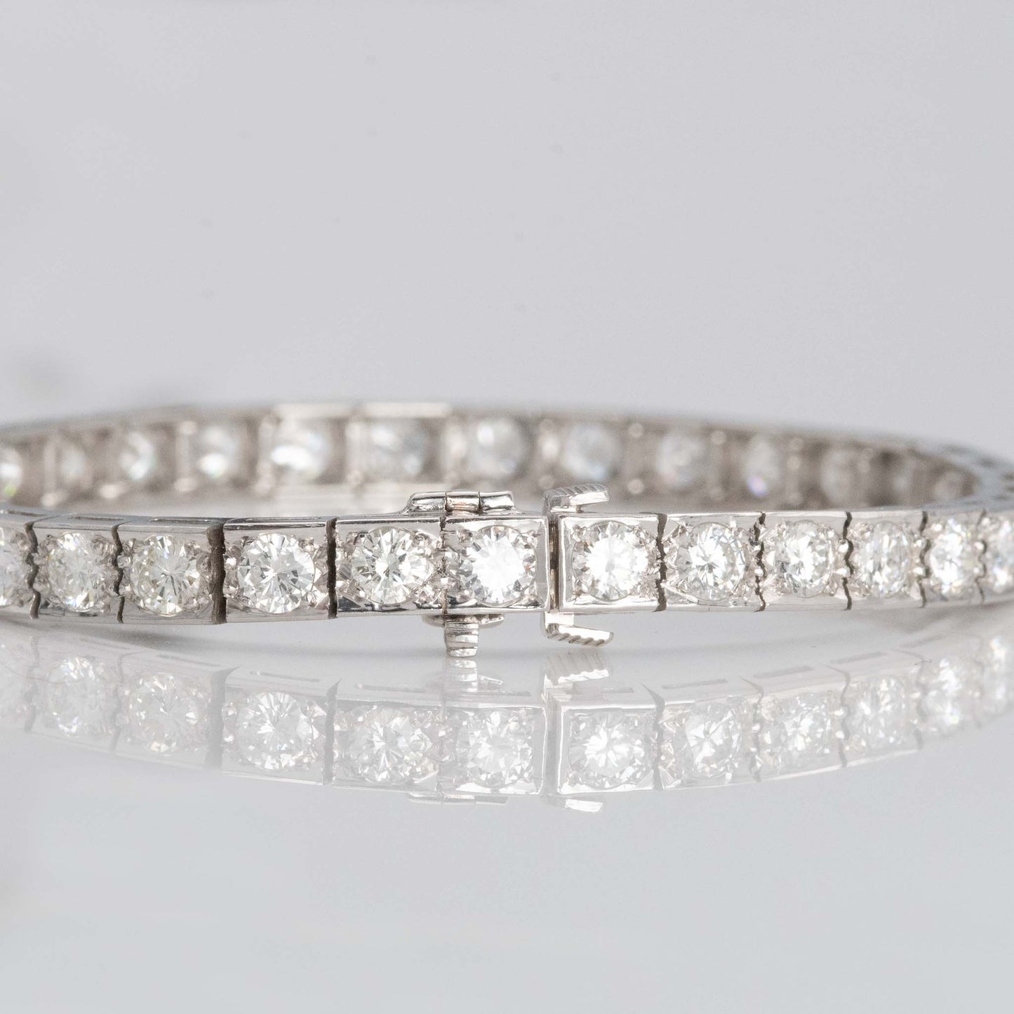 Art Deco Platinum 7.2 Carat Diamond Line Bracelet - Friar House Antique Jewellery