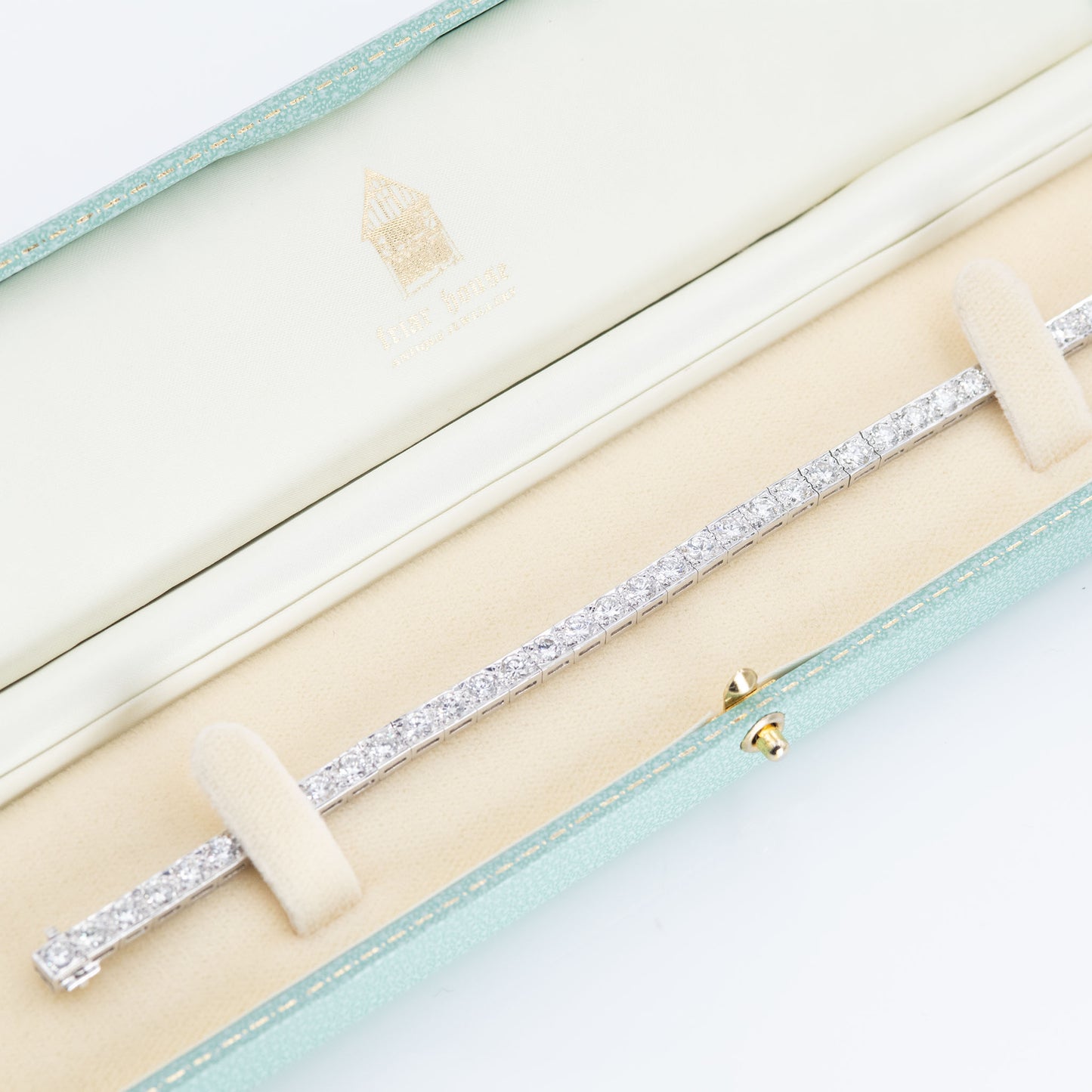 Art Deco Platinum 7.2 Carat Diamond Line Bracelet - Friar House Antique Jewellery