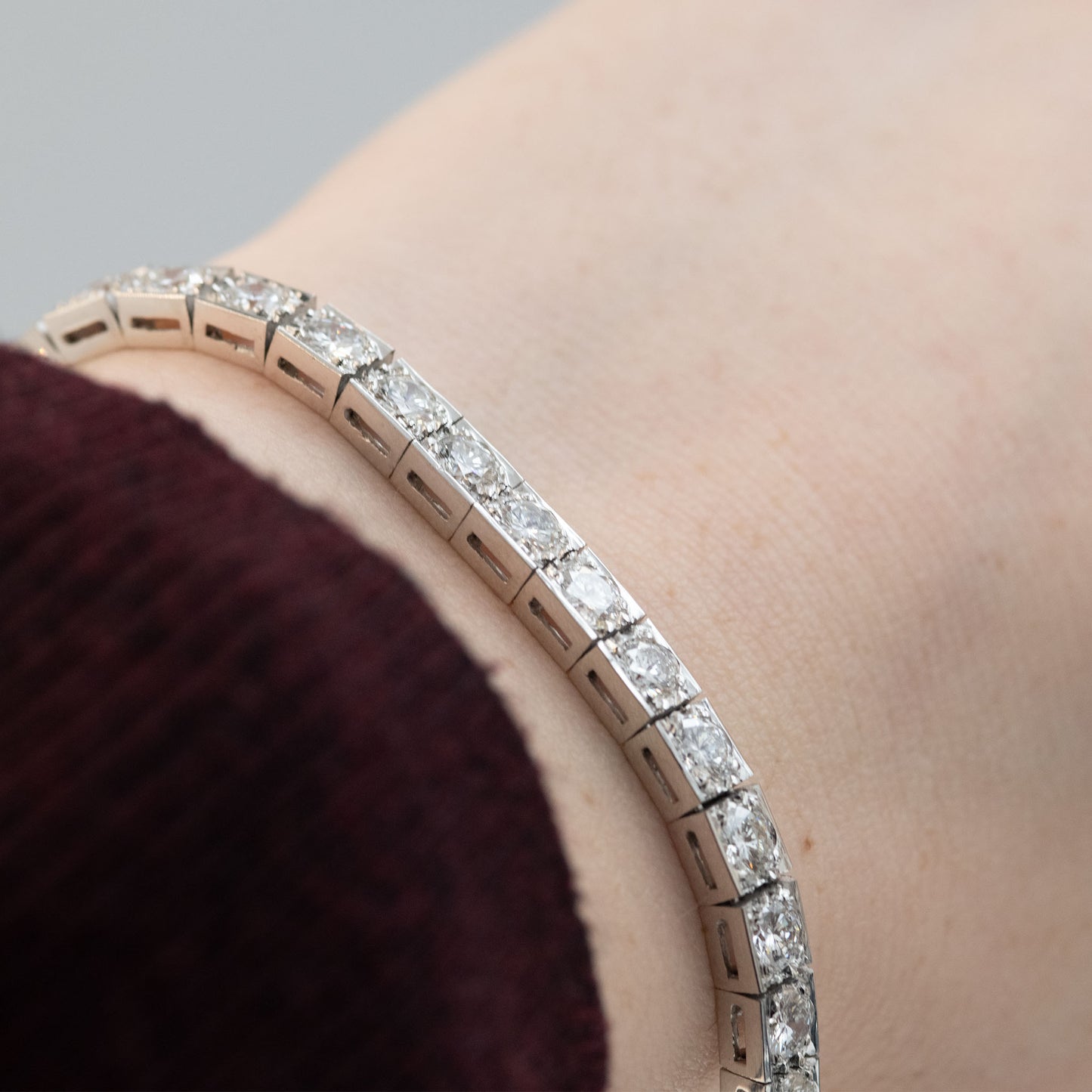 Art Deco Platinum 7.2 Carat Diamond Line Bracelet - Friar House Antique Jewellery