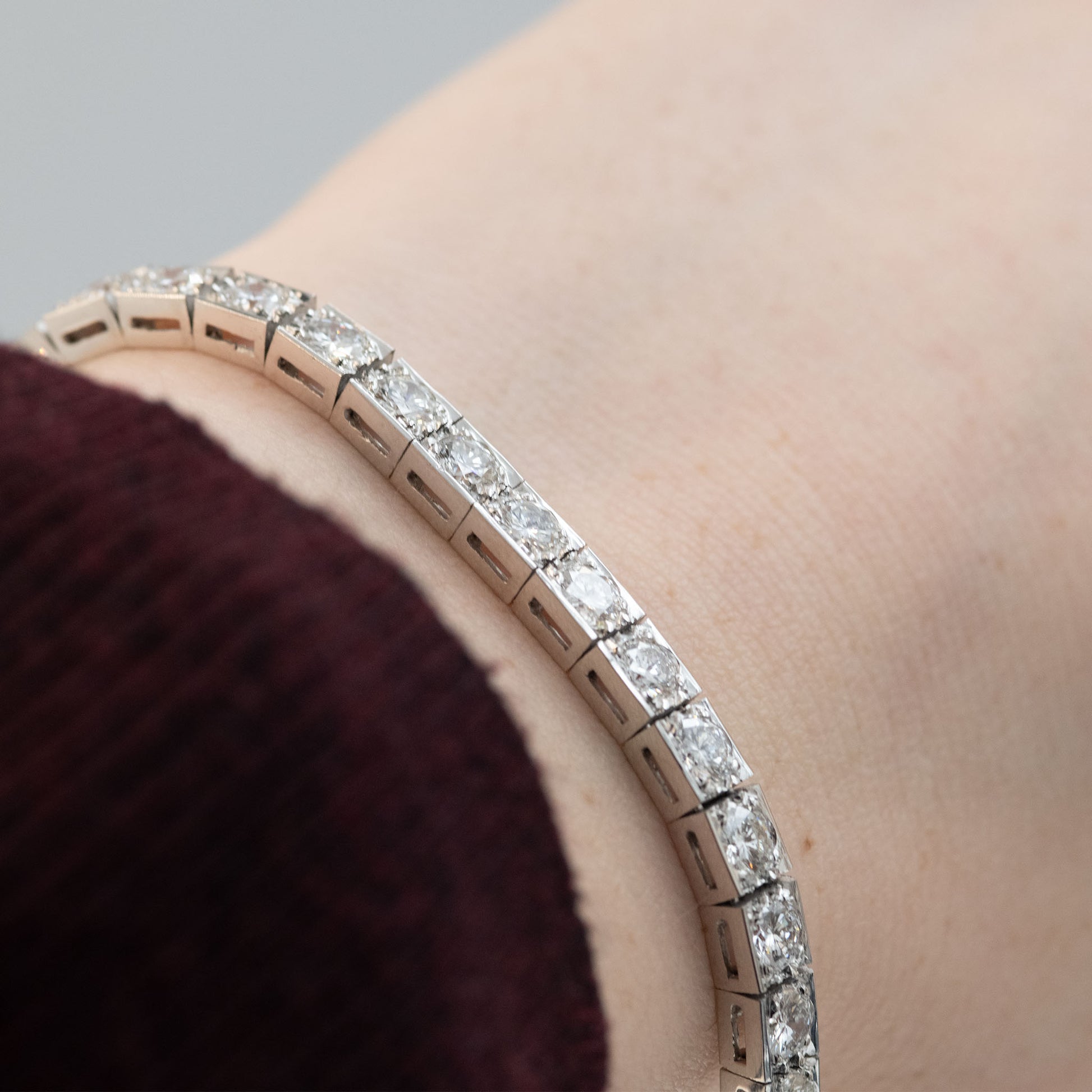 Art Deco Platinum 7.2 Carat Diamond Line Bracelet - Friar House Antique Jewellery
