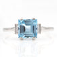 Art Deco Platinum Aquamarine Solitaire Ring - Friar House Antique Jewellery
