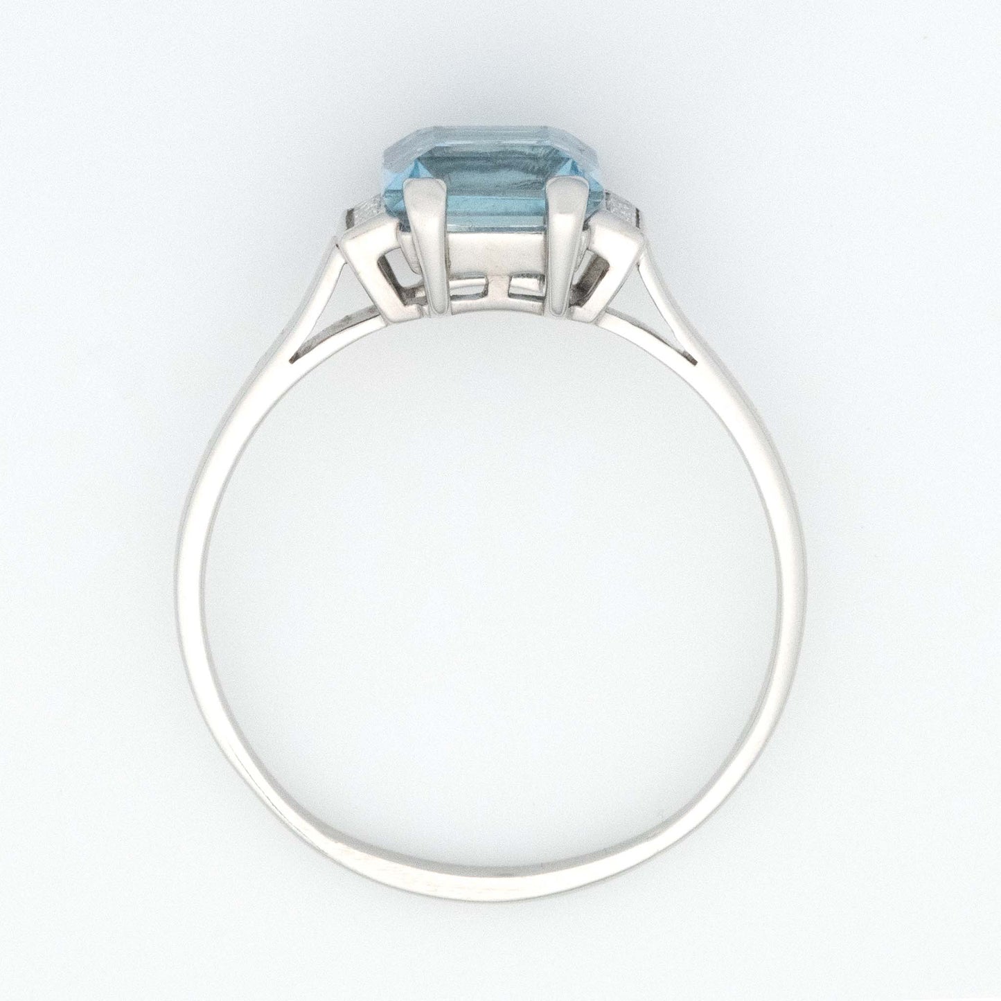 Art Deco Platinum Aquamarine Solitaire Ring - Friar House Antique Jewellery