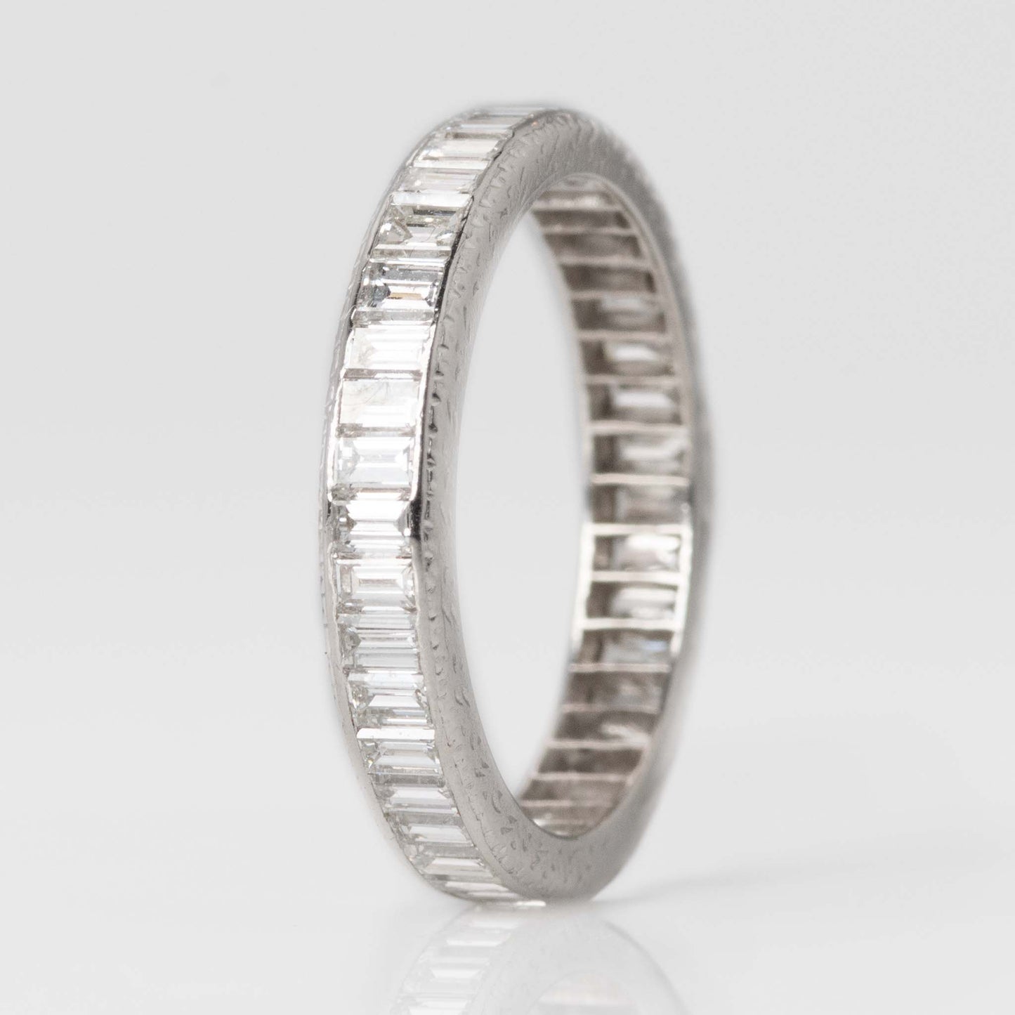Art Deco Platinum Baguette Cut Diamond Eternity Ring Size N - Friar House