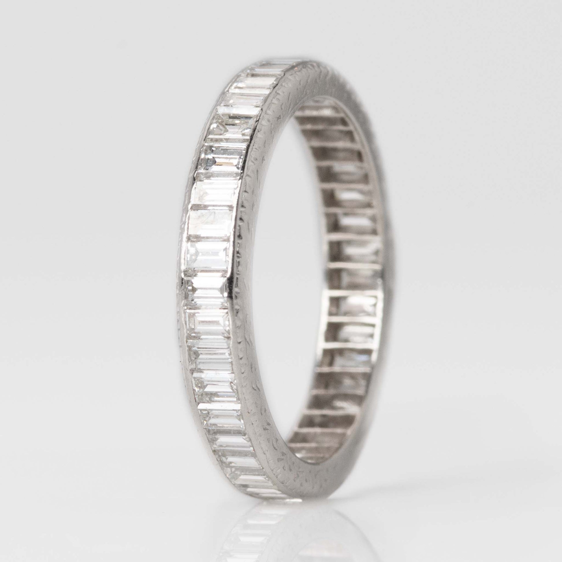 Art Deco Platinum Baguette Cut Diamond Eternity Ring Size N - Friar House