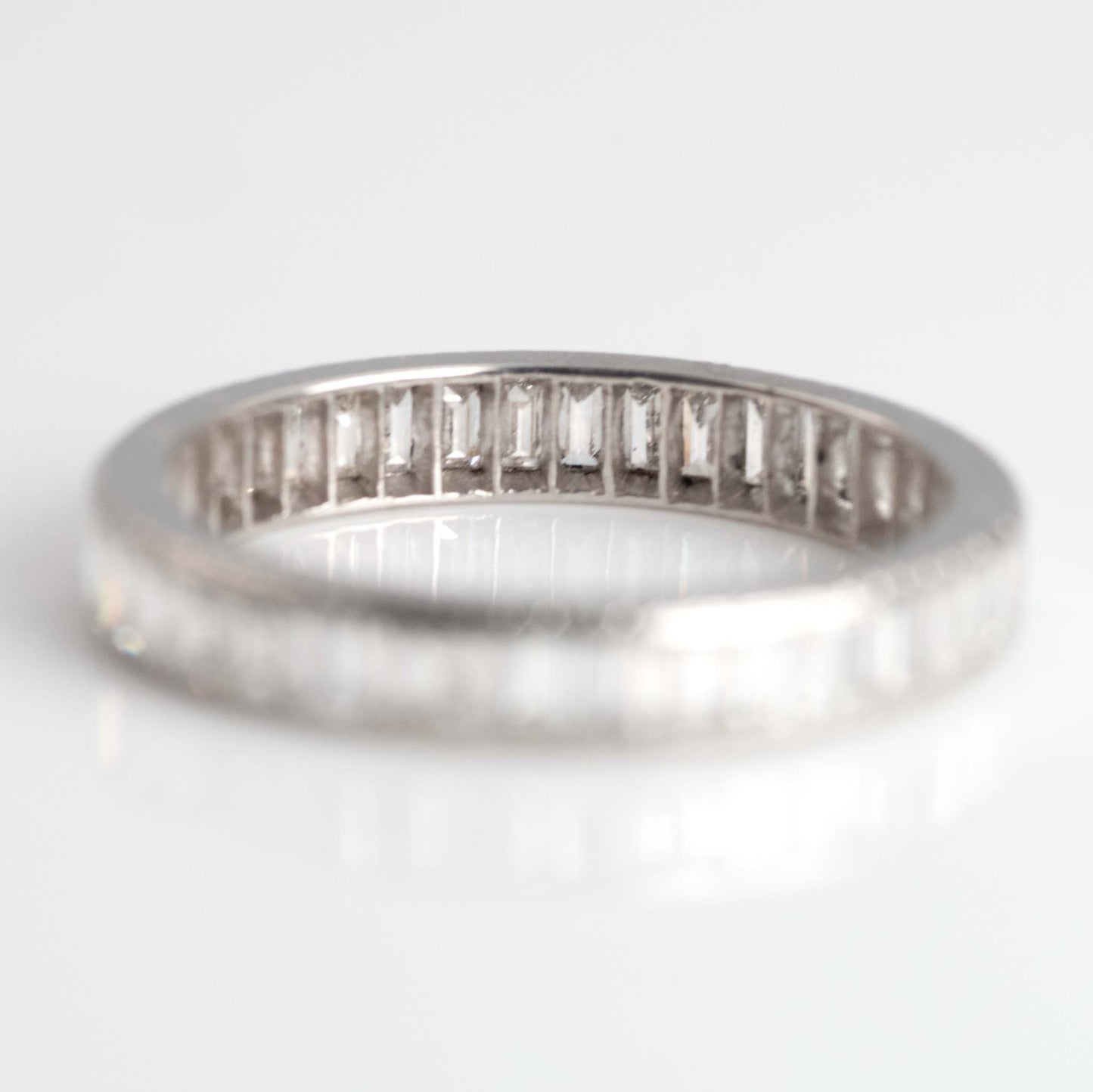 Art Deco Platinum Baguette Cut Diamond Eternity Ring Size N - Friar House