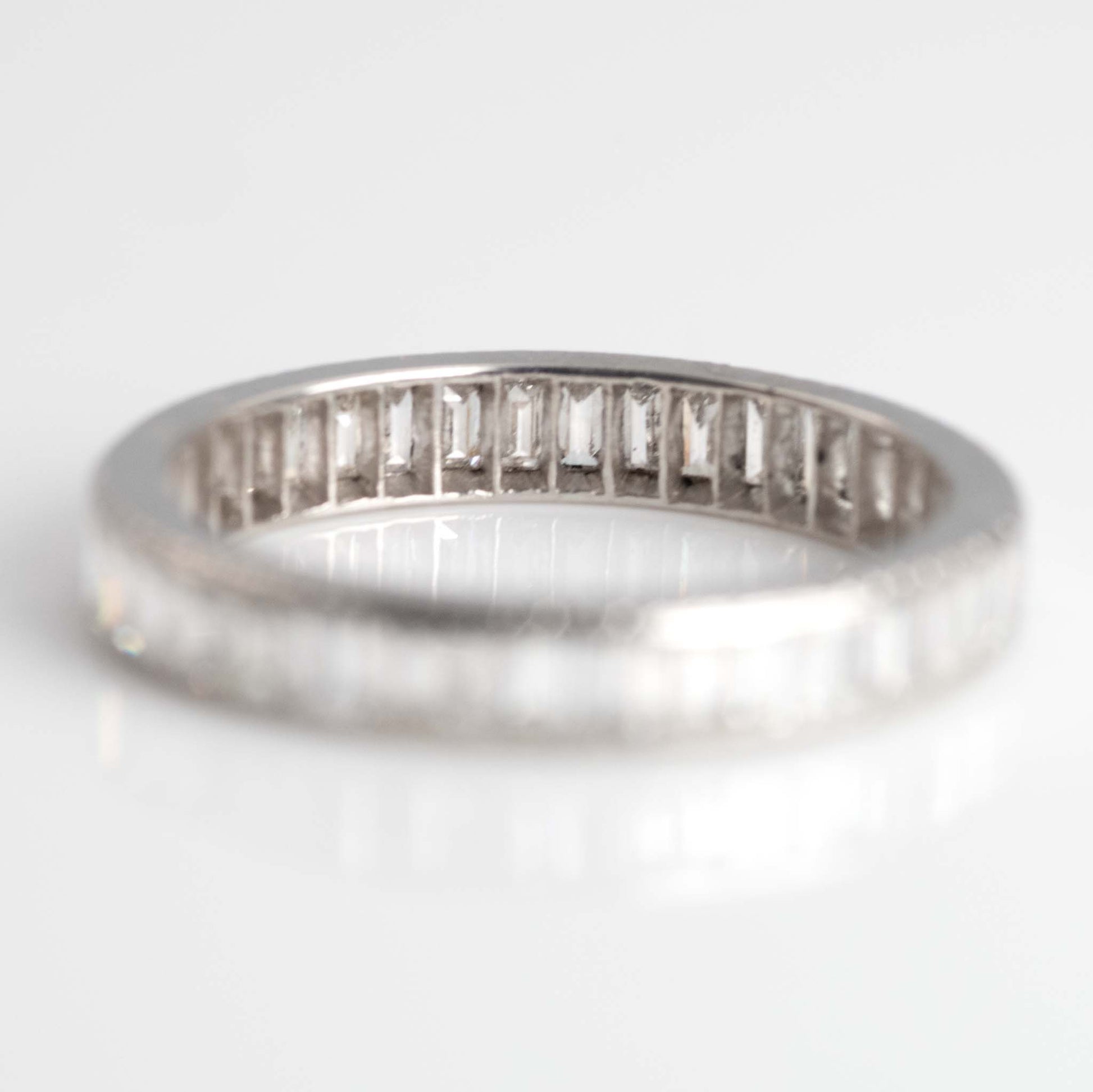 Art Deco Platinum Baguette Cut Diamond Eternity Ring Size N - Friar House