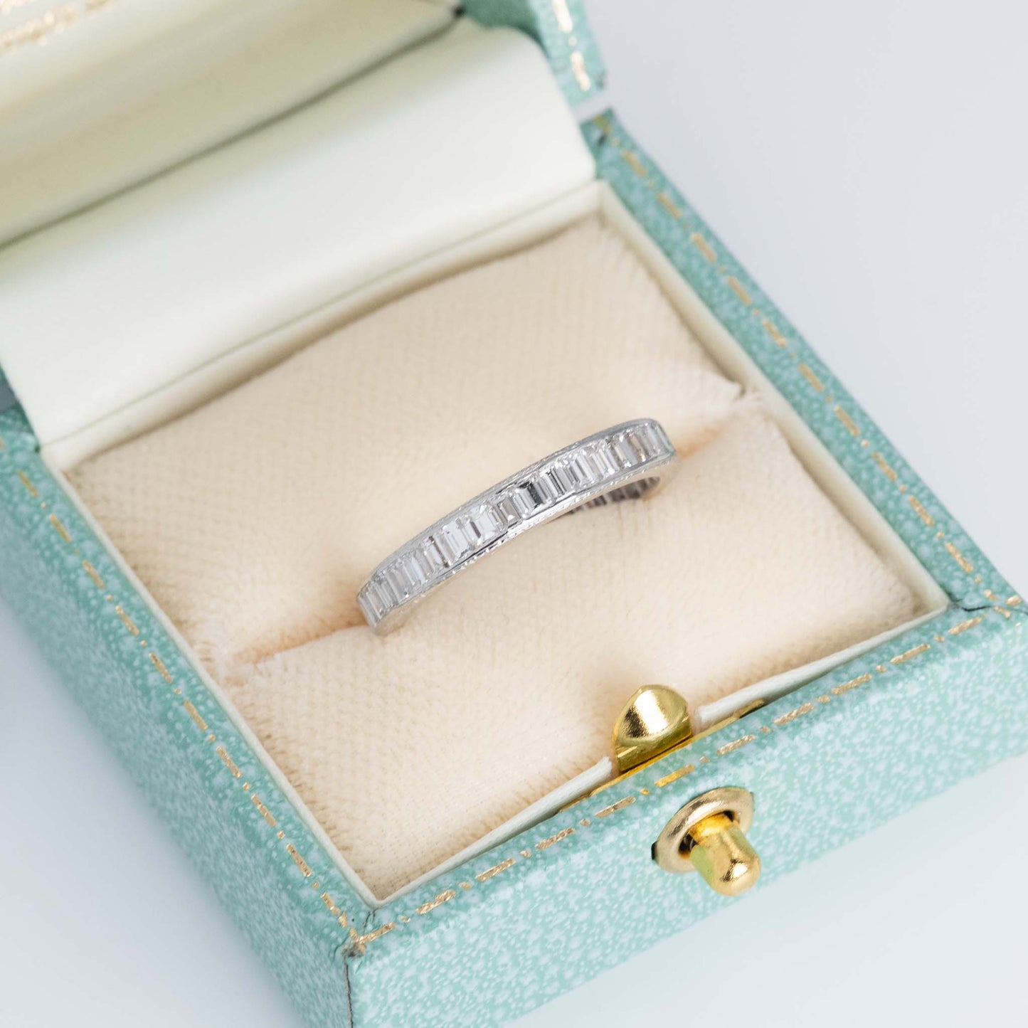Art Deco Platinum Baguette Cut Diamond Eternity Ring Size N - Friar House