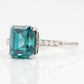 Art Deco Platinum Blue Zircon Solitaire Ring - Friar House