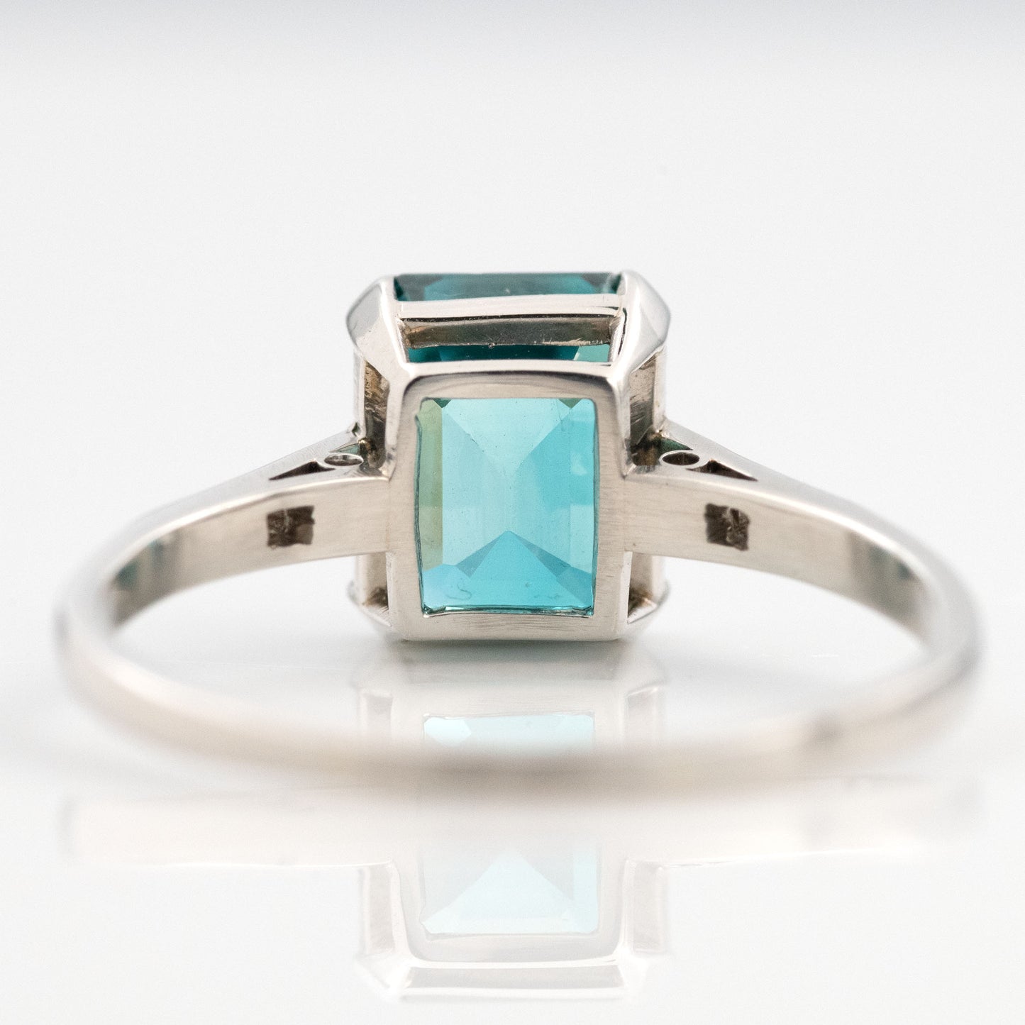 Art Deco Platinum Blue Zircon Solitaire Ring - Friar House