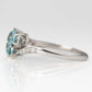 Art Deco Platinum Blue Zircon Two Stone Crossover Ring - Friar House