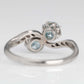 Art Deco Platinum Blue Zircon Two Stone Crossover Ring - Friar House