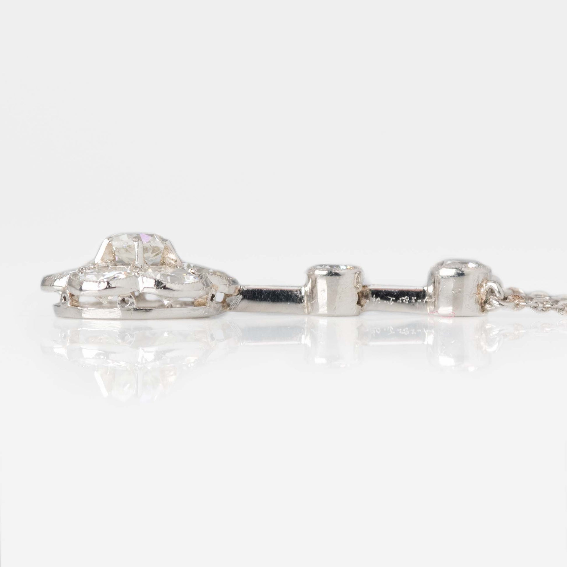 Art Deco Platinum Diamond Cluster Pendant - Friar House