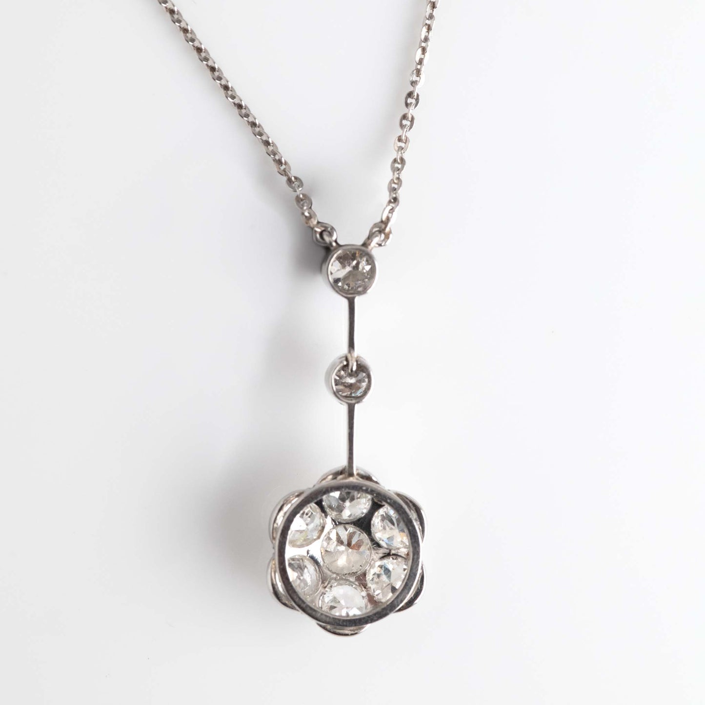 Art Deco Platinum Diamond Cluster Pendant - Friar House