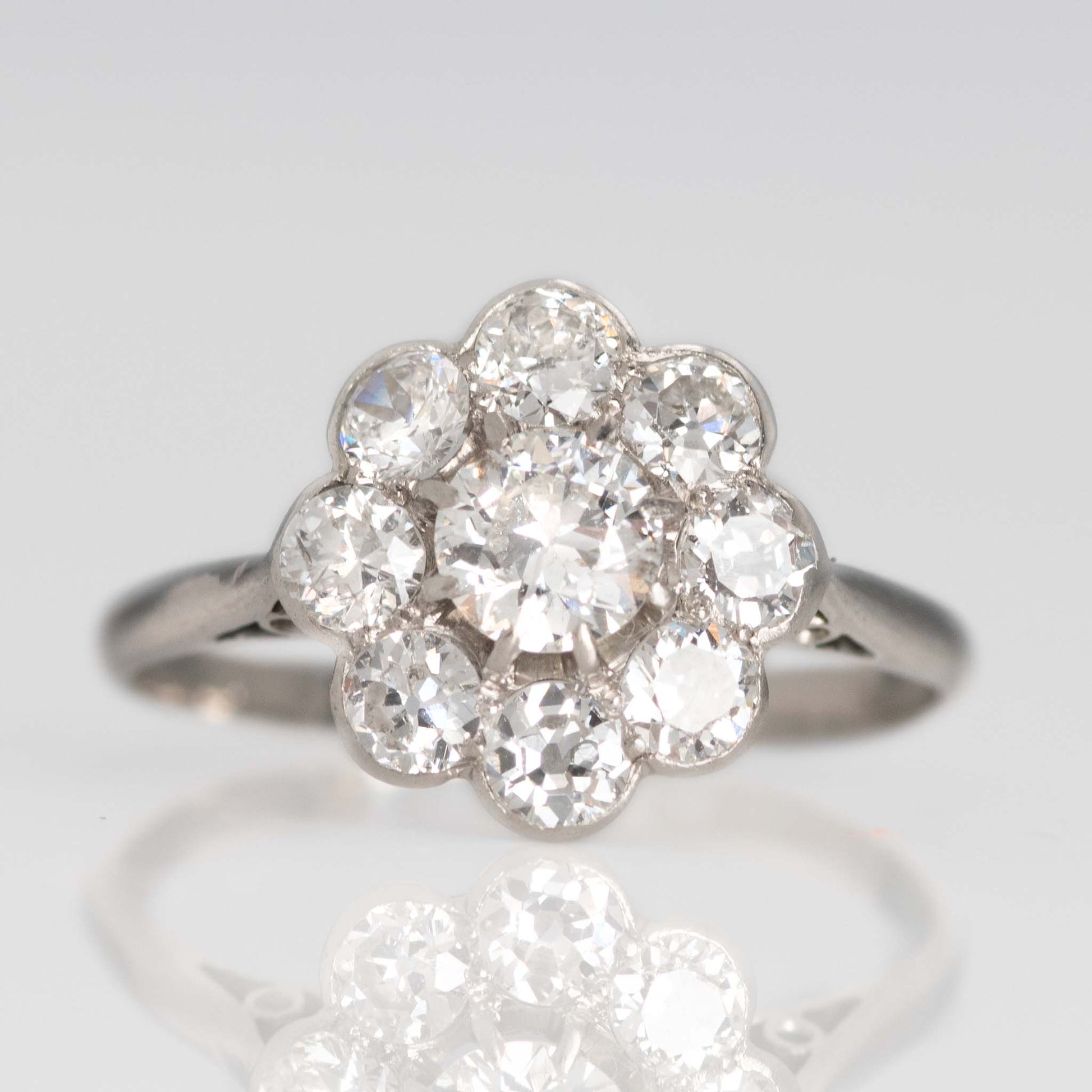 Art Deco Platinum Diamond Cluster Ring - Friar House