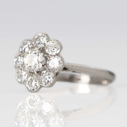 Art Deco Platinum Diamond Cluster Ring - Friar House