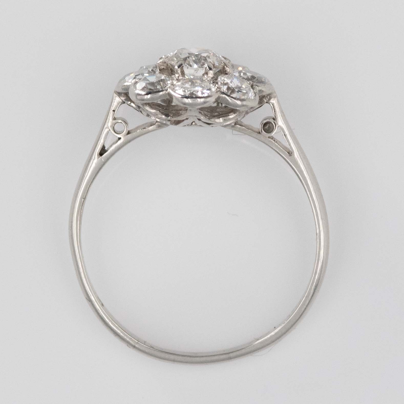 Art Deco Platinum Diamond Cluster Ring - Friar House