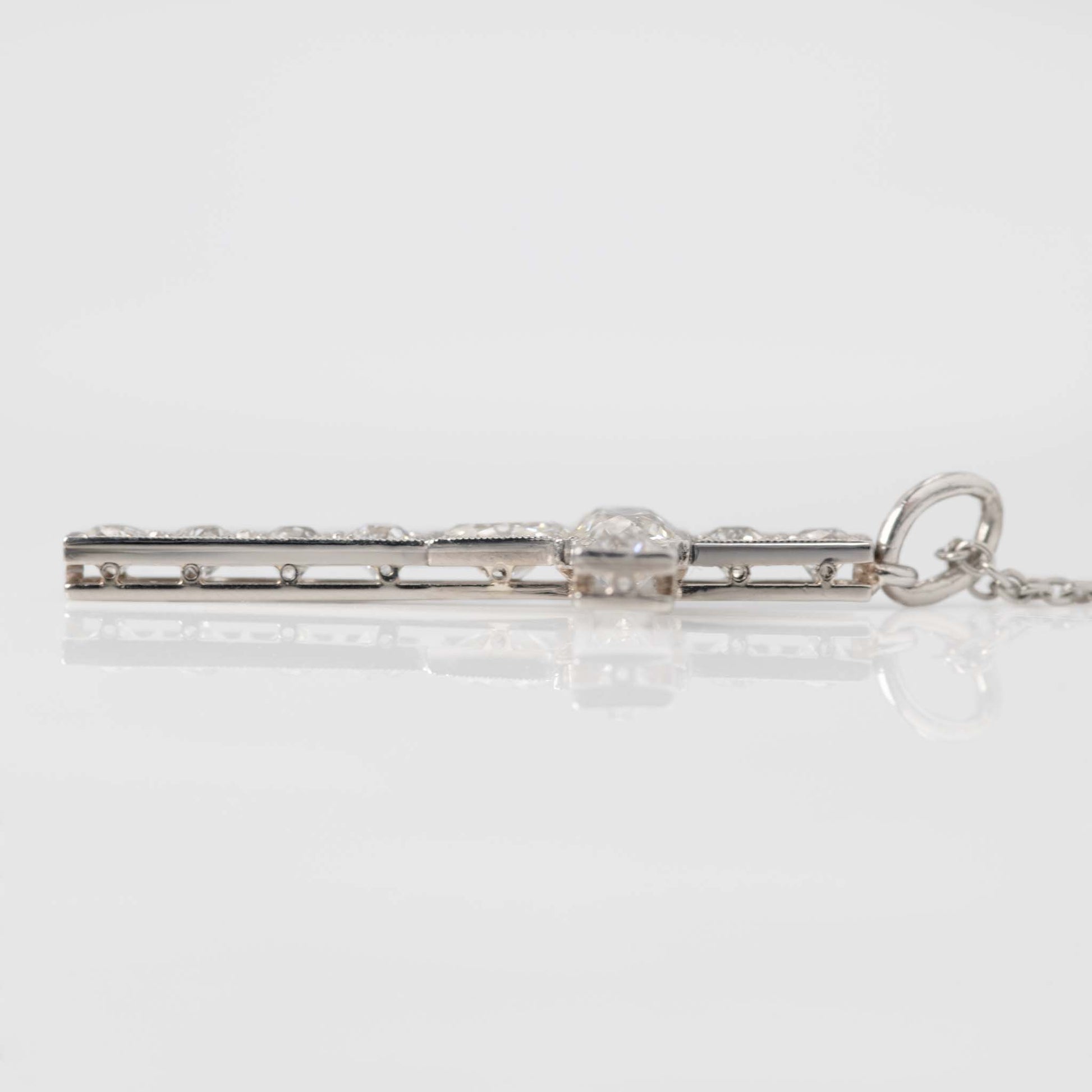 Art Deco Platinum Diamond Cross Pendant - Friar House