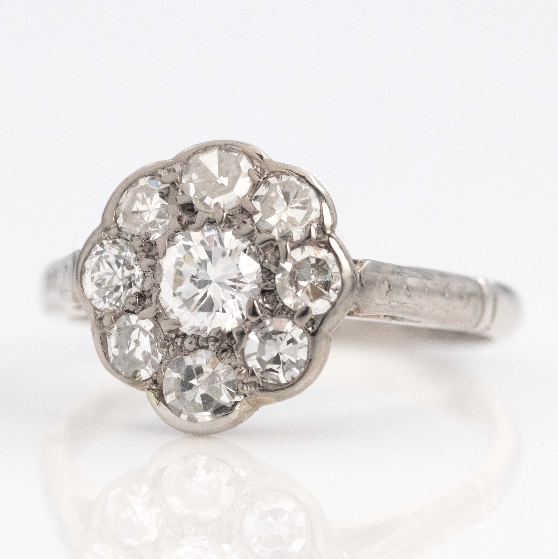 Art Deco Platinum Diamond Daisy Cluster Ring - Friar House