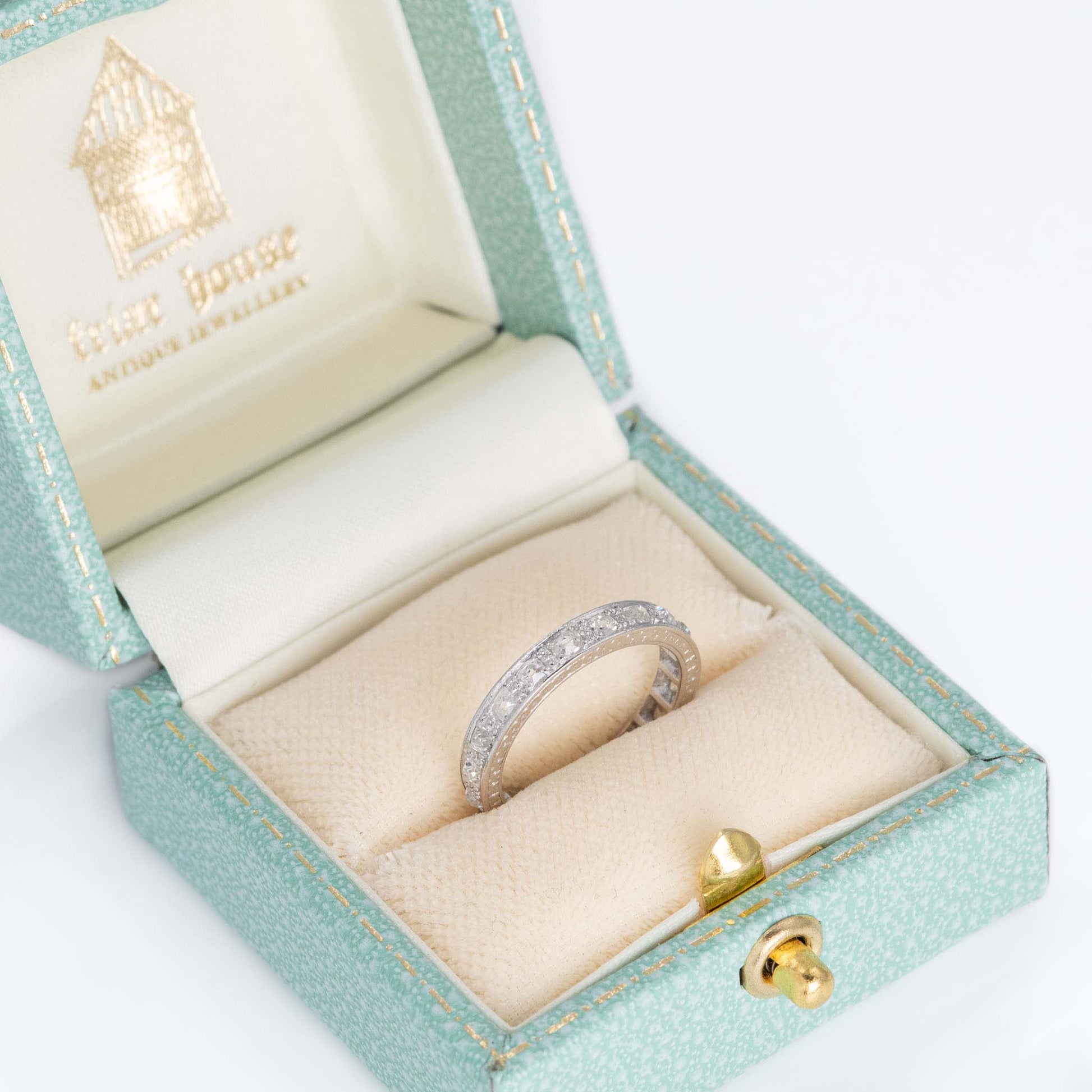 Art Deco Platinum Diamond Eternity Ring Size I 1/2 - Friar House