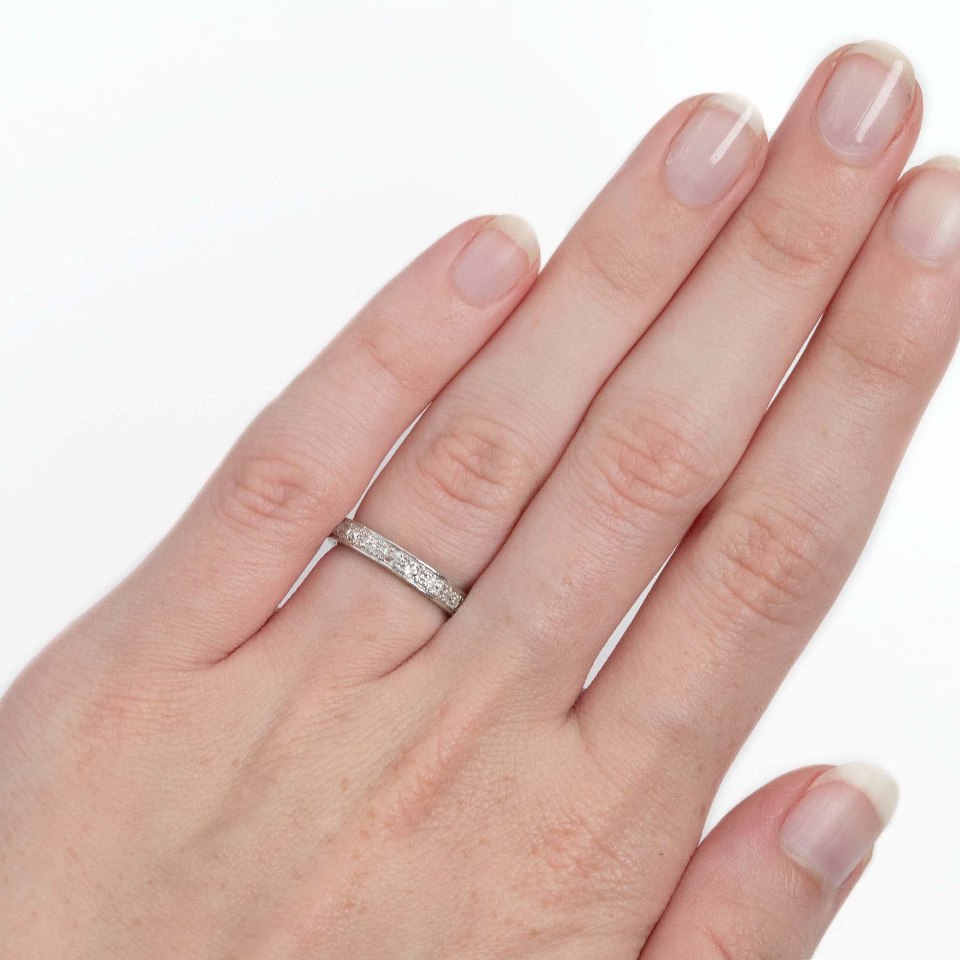 Art Deco Platinum Diamond Eternity Ring Size I 1/2 - Friar House