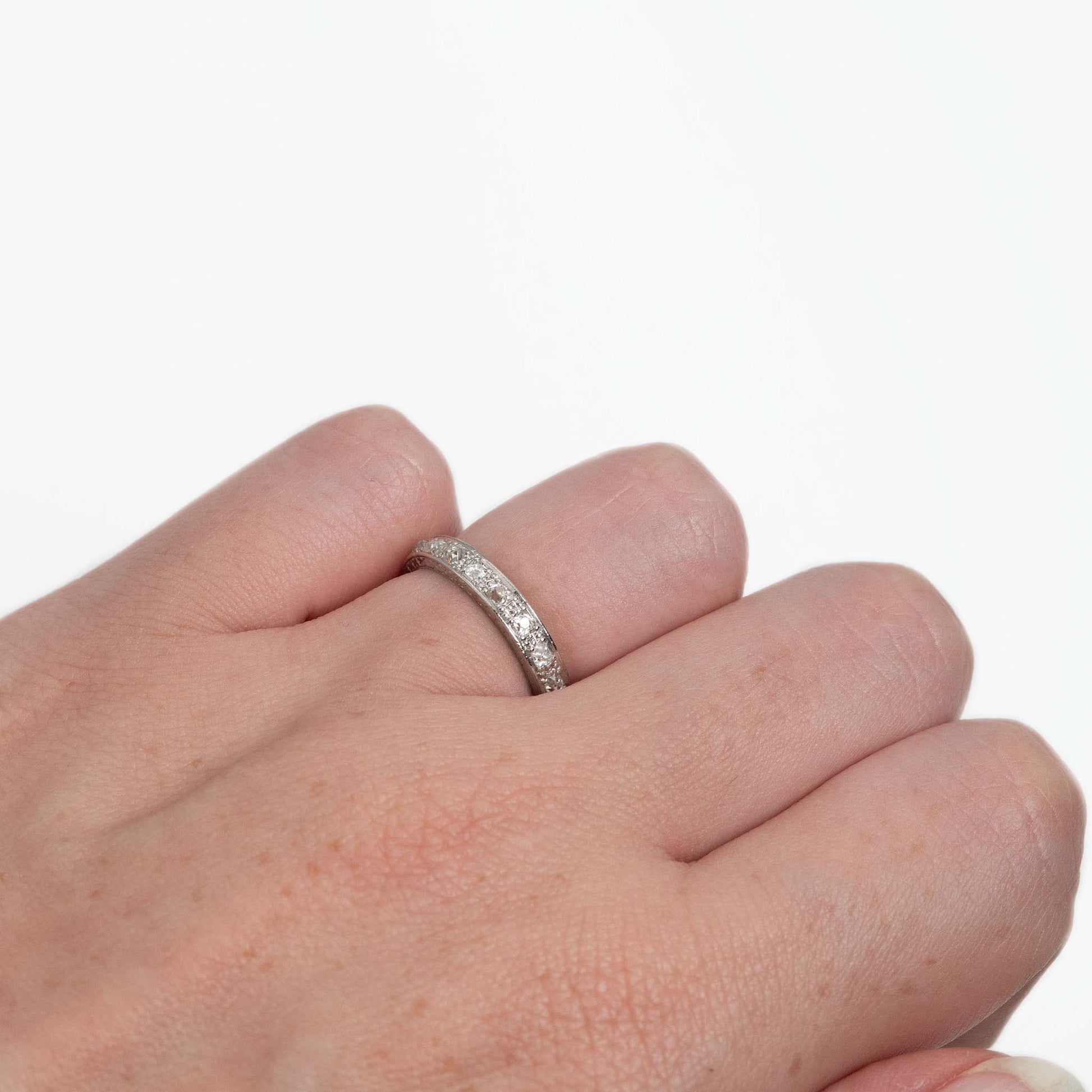 Art Deco Platinum Diamond Eternity Ring Size I 1/2 - Friar House