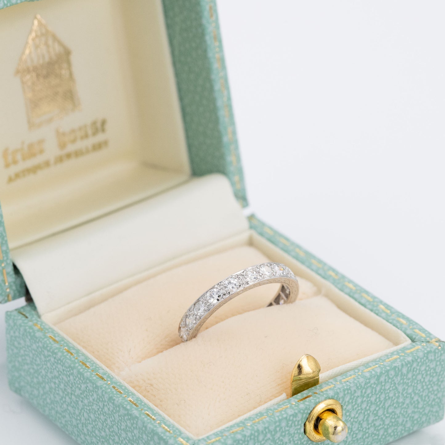 Art Deco Platinum Diamond Eternity Ring Size J 1/2 - Friar House