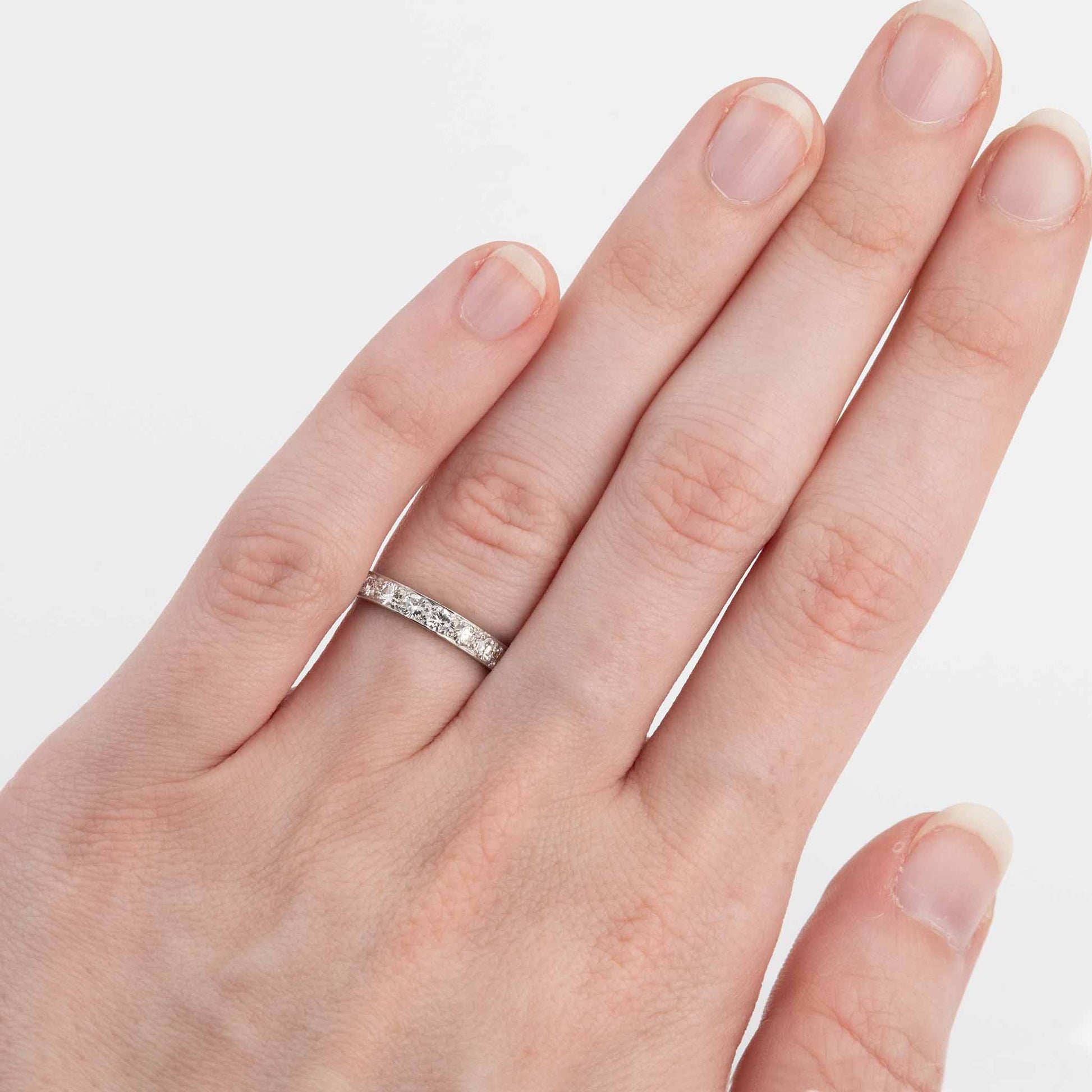 Art Deco Platinum Diamond Eternity Ring Size J 1/2 - Friar House