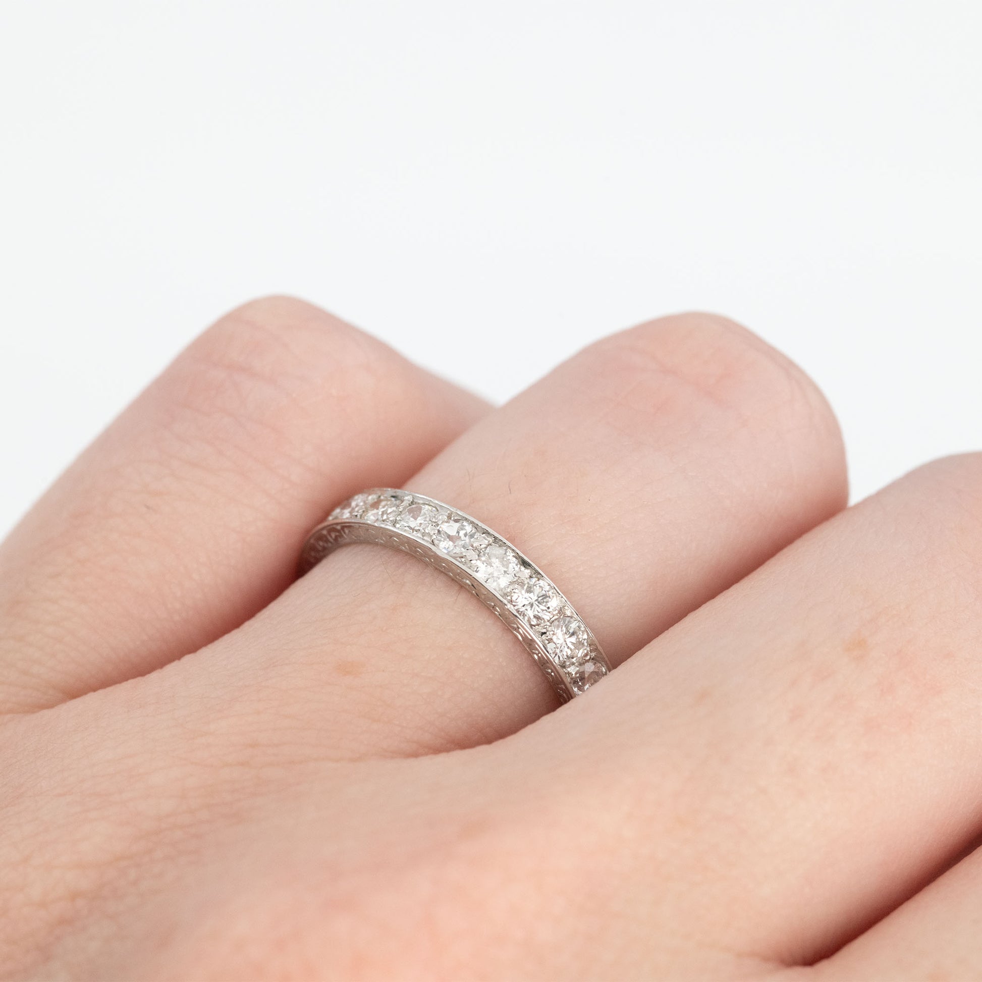 Art Deco Platinum Diamond Eternity Ring Size M - Friar House