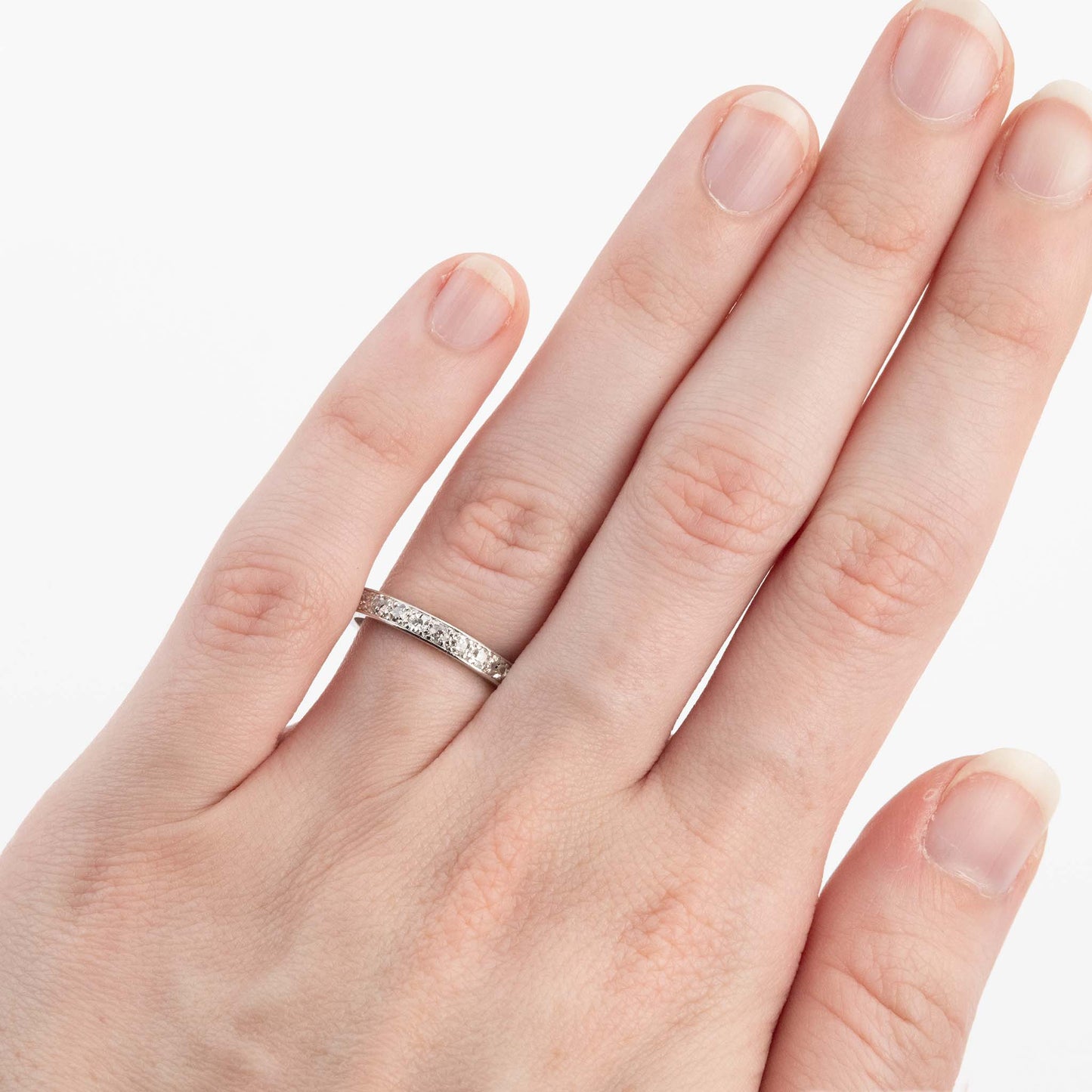 Art Deco Platinum Diamond Eternity Ring Size M - Friar House