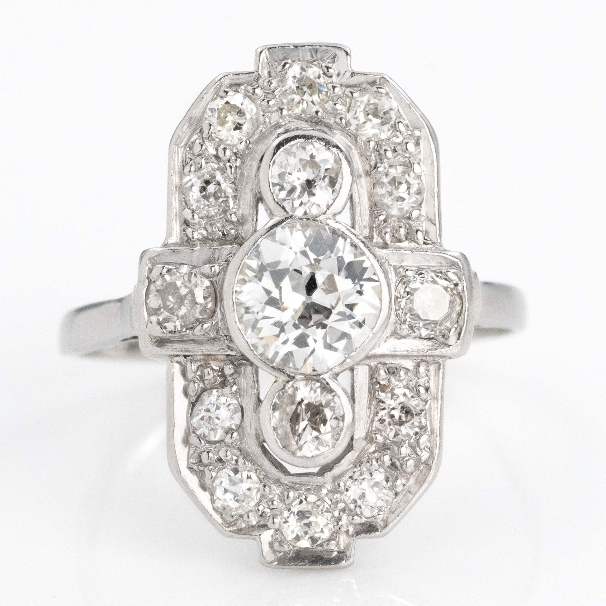 Art Deco Platinum Diamond Panel Ring - Friar House