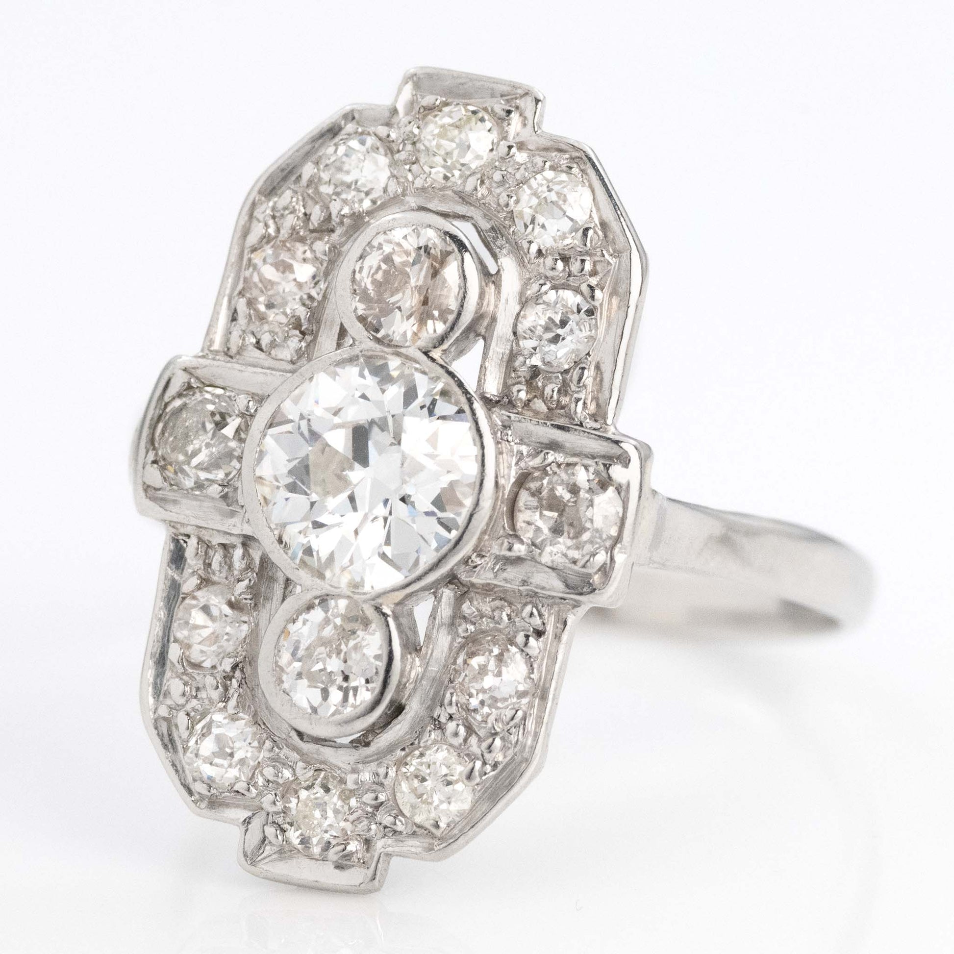 Art Deco Platinum Diamond Panel Ring - Friar House