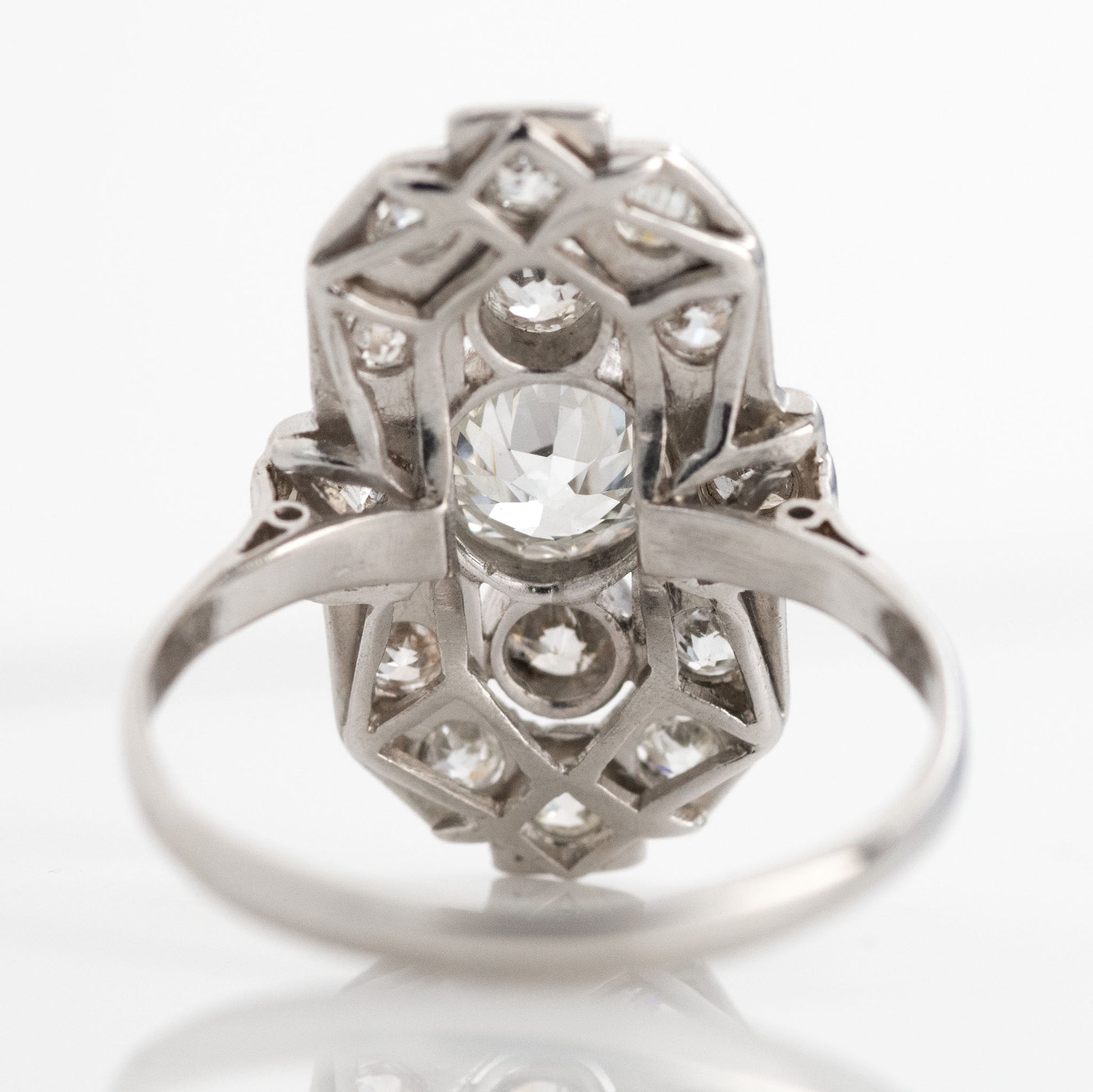 Art Deco Platinum Diamond Panel Ring - Friar House