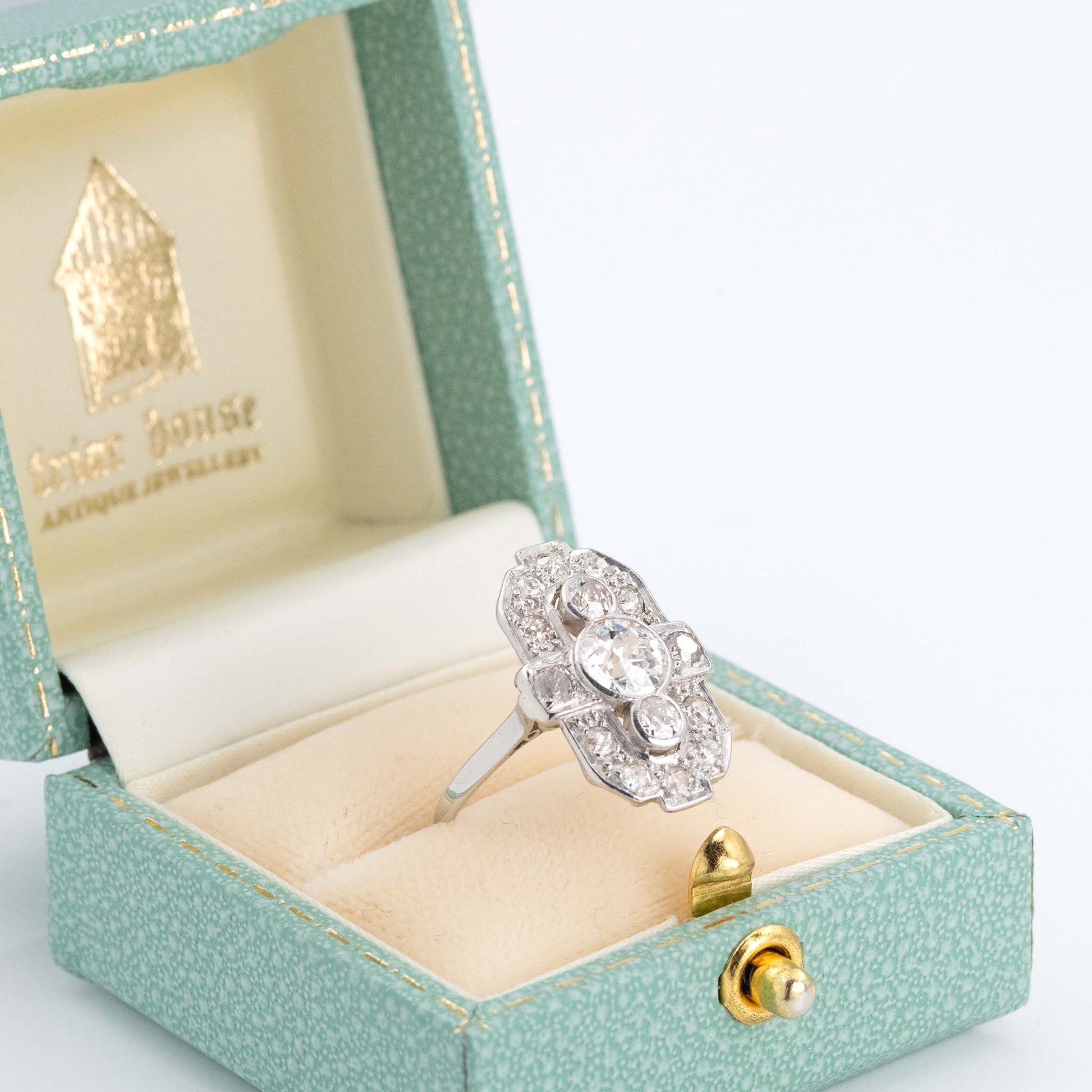 Art Deco Platinum Diamond Panel Ring - Friar House