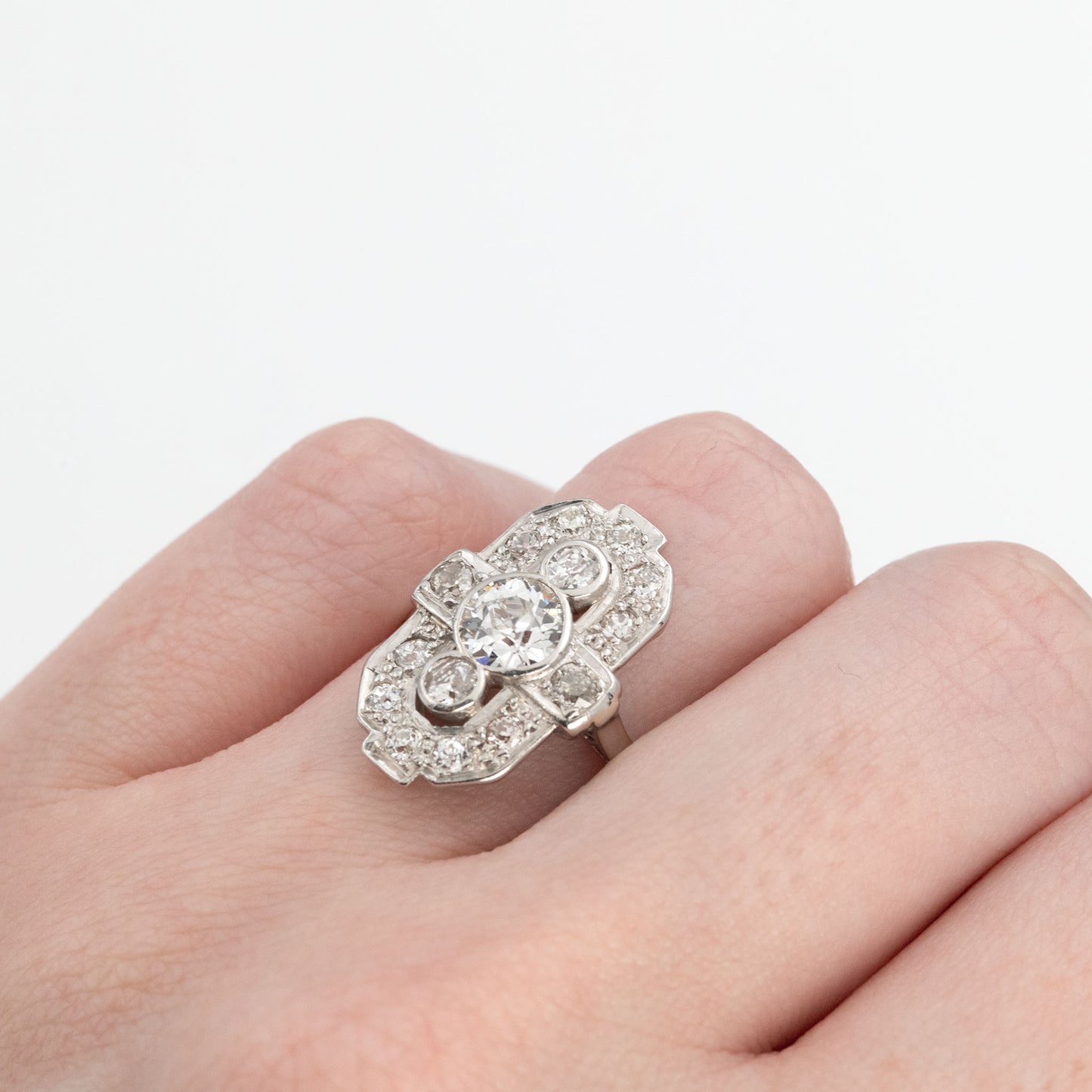 Art Deco Platinum Diamond Panel Ring - Friar House