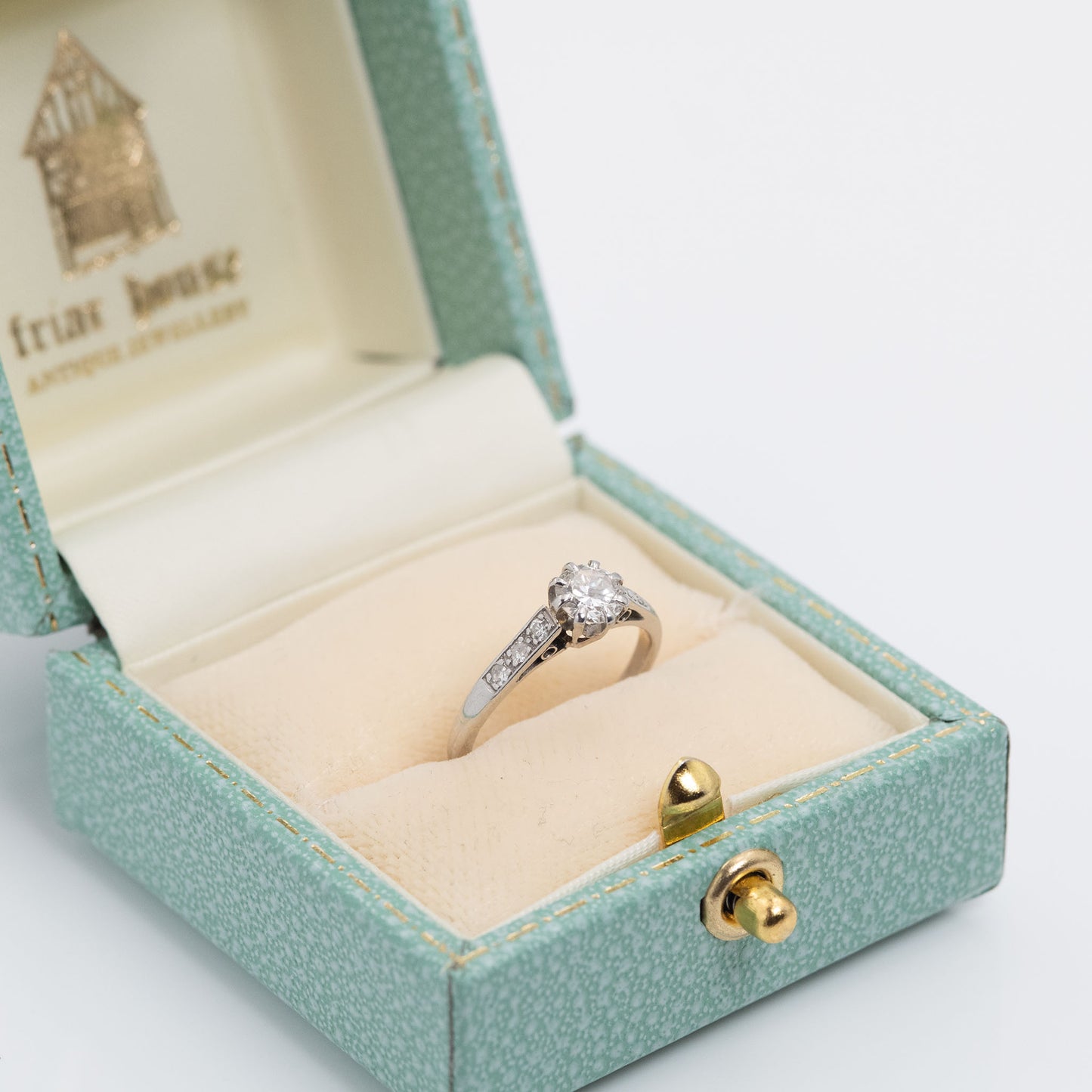 Art Deco Platinum Diamond Solitaire Engagement Ring - Friar House