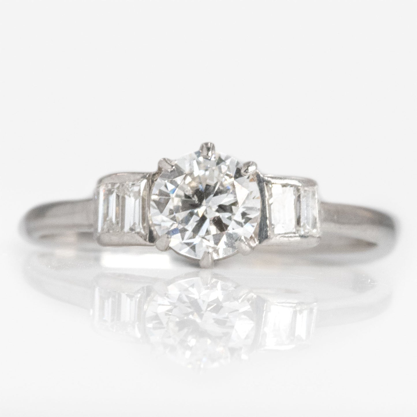 Art Deco Platinum Diamond Solitaire Engagement Ring - Friar House