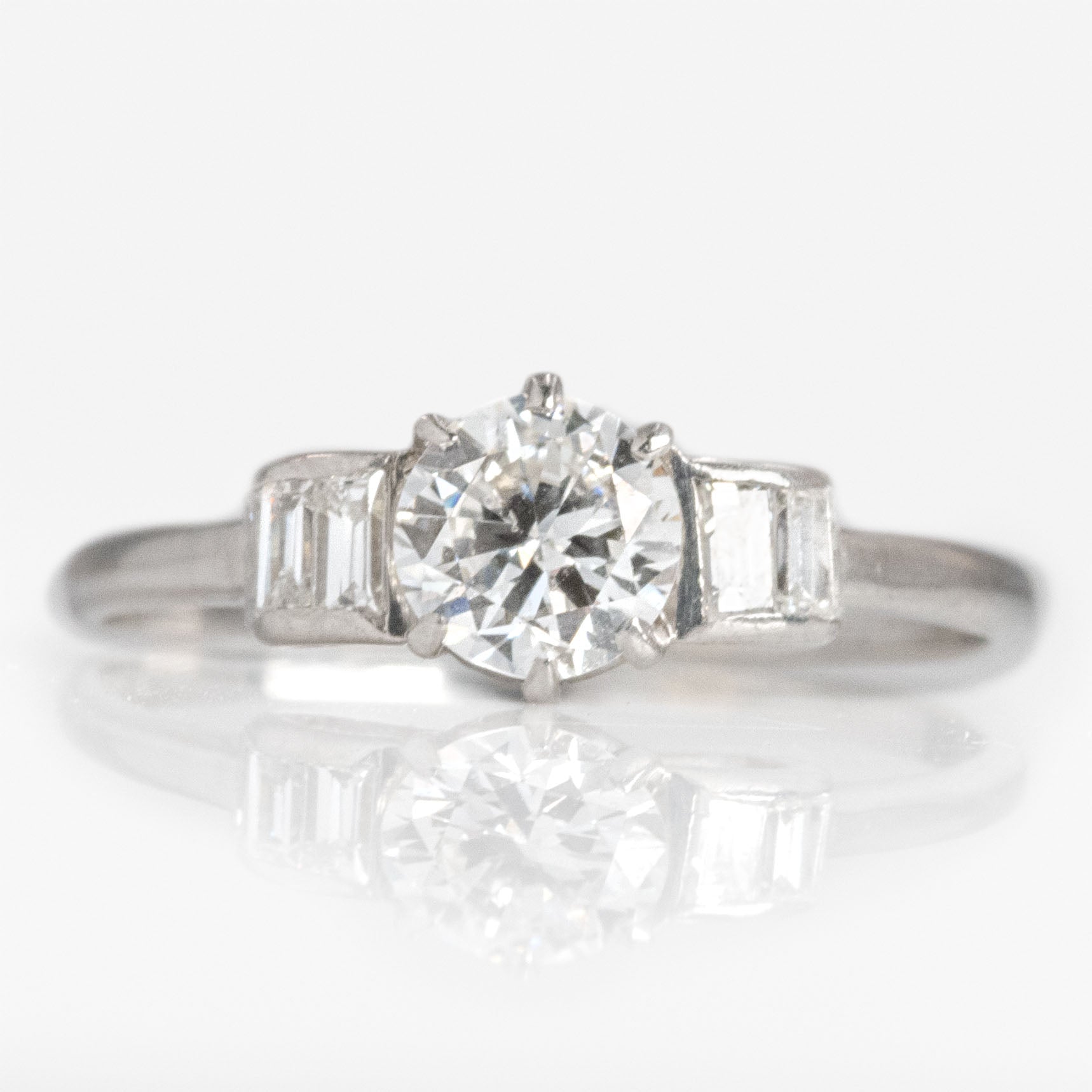 Art Deco Platinum Diamond Solitaire Engagement Ring - Friar House