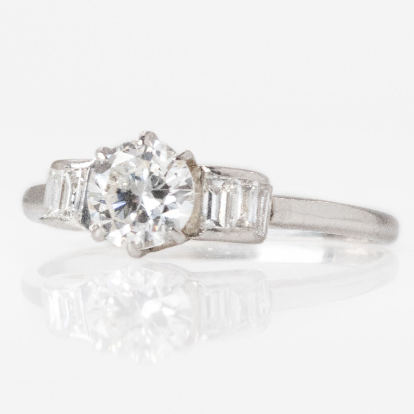 Art Deco Platinum Diamond Solitaire Engagement Ring - Friar House