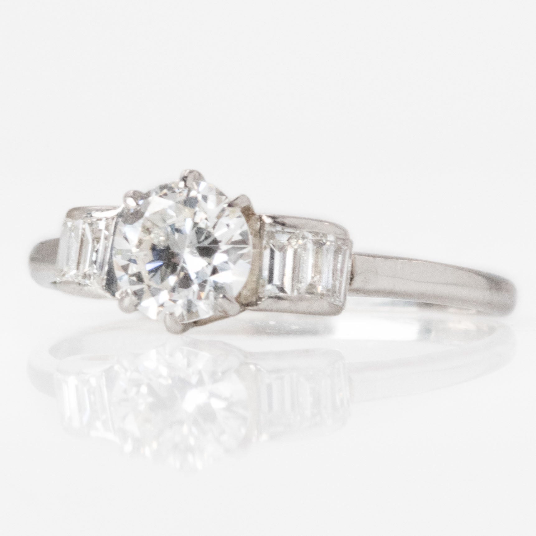 Art Deco Platinum Diamond Solitaire Engagement Ring - Friar House