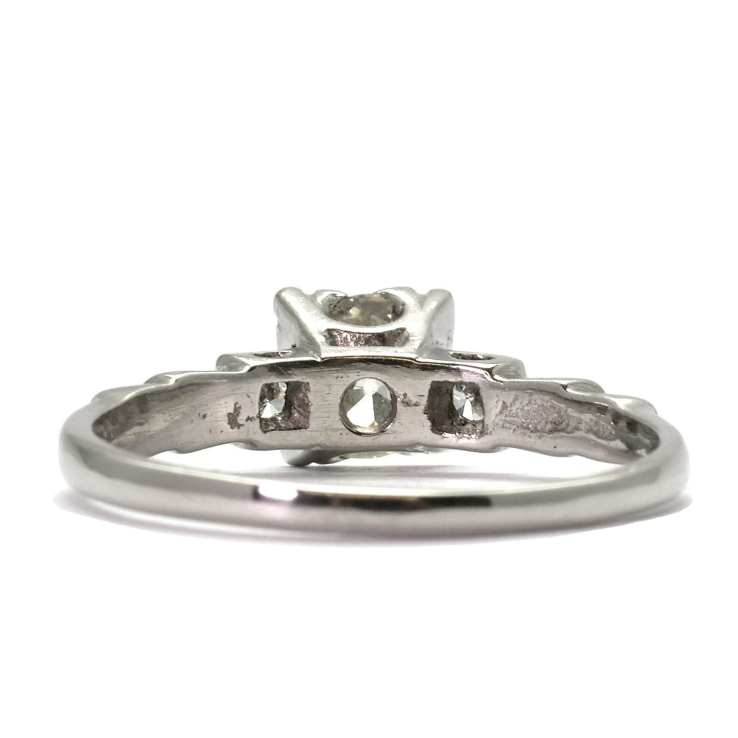 Art Deco Platinum Diamond Square Set Solitaire Engagement Ring - Friar House